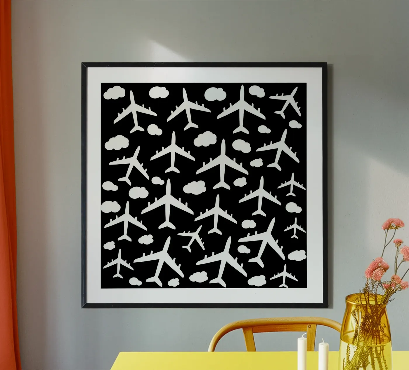 Flying aircraft pattern poster van baobabprintstore