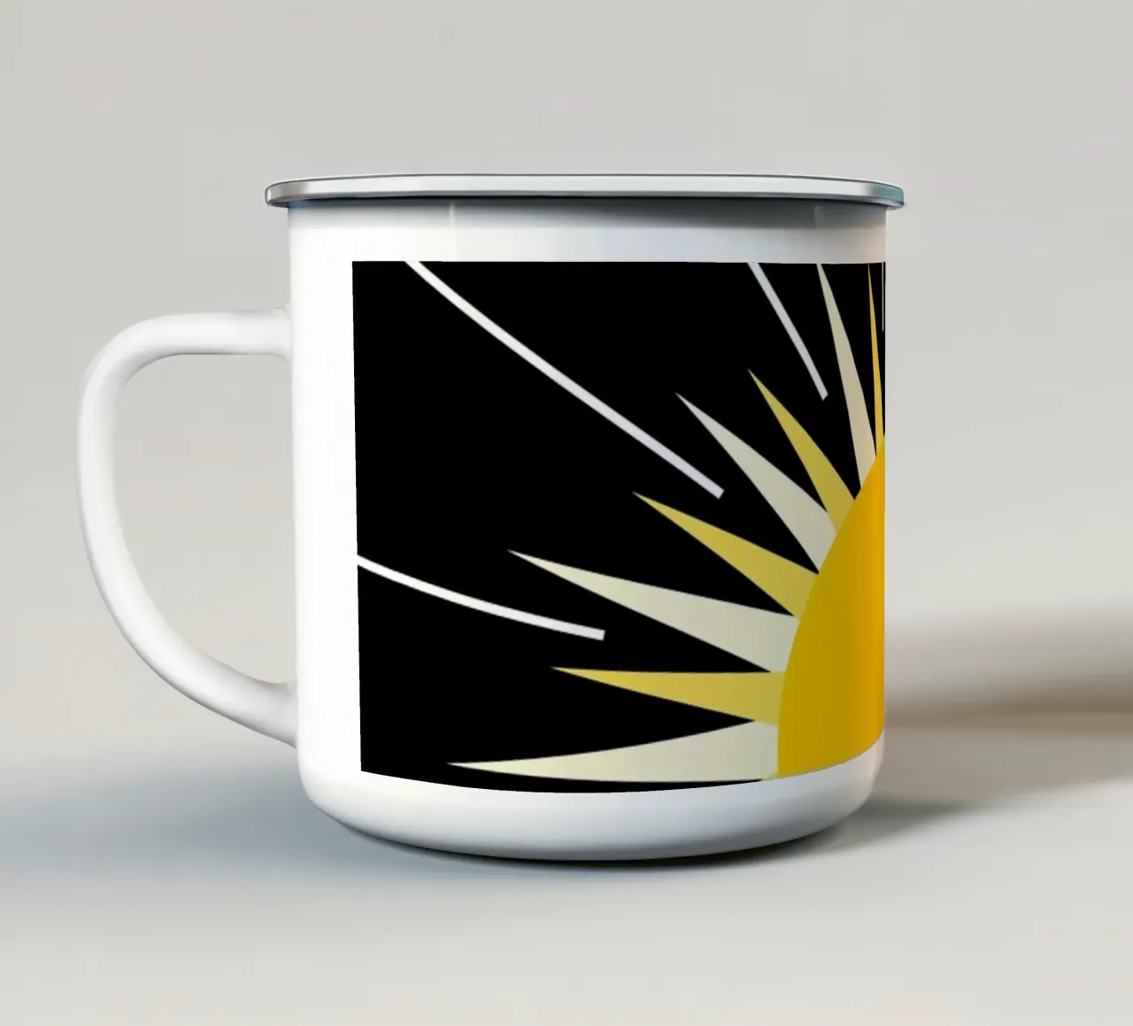 Yellow shinning sun tazza in smalto da baobabprintstore