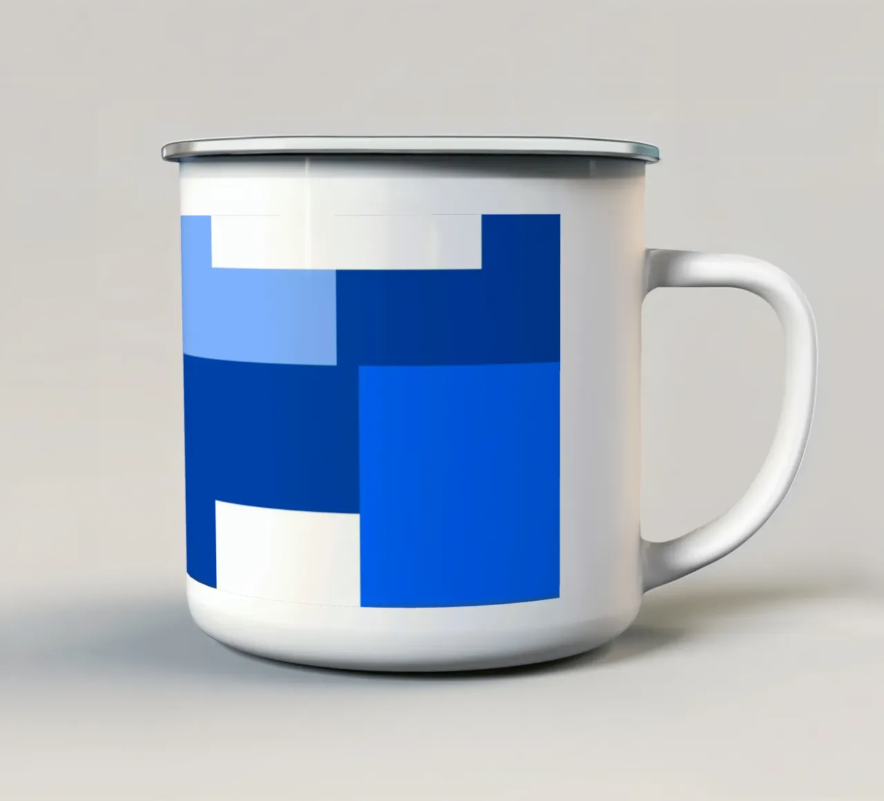 Blue square tiles tazza in smalto da baobabprintstore