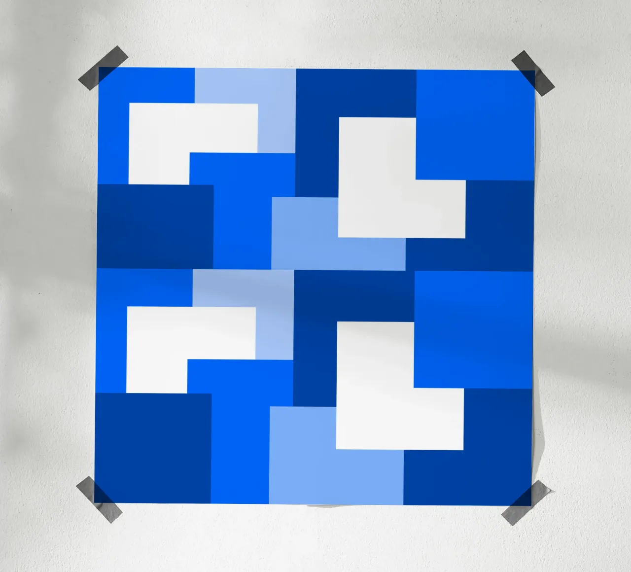 Blue square tiles poster da baobabprintstore