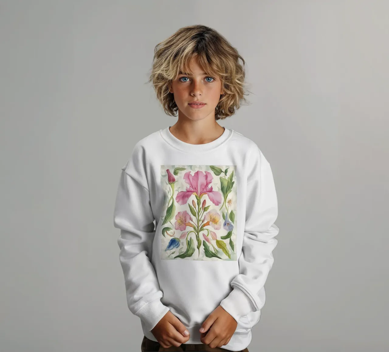 Boho Astratto Fiore Primavera Iris Bohemian Vintage Natura felpa bambino da Gentle Echoes Art