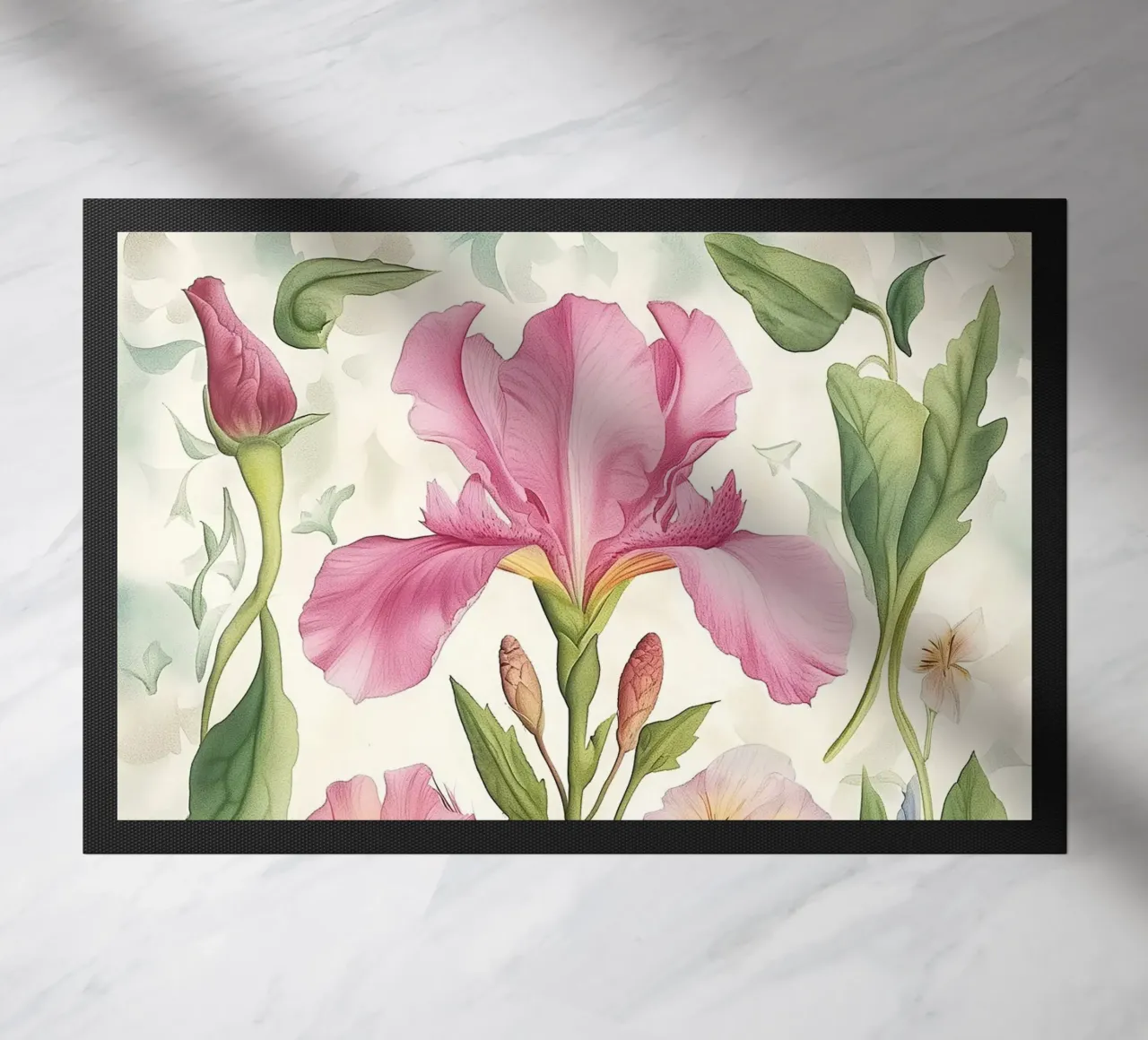 Boho Abstract Flower Spring Iris Bohemian Vintage Nature paillasson de Gentle Echoes Art
