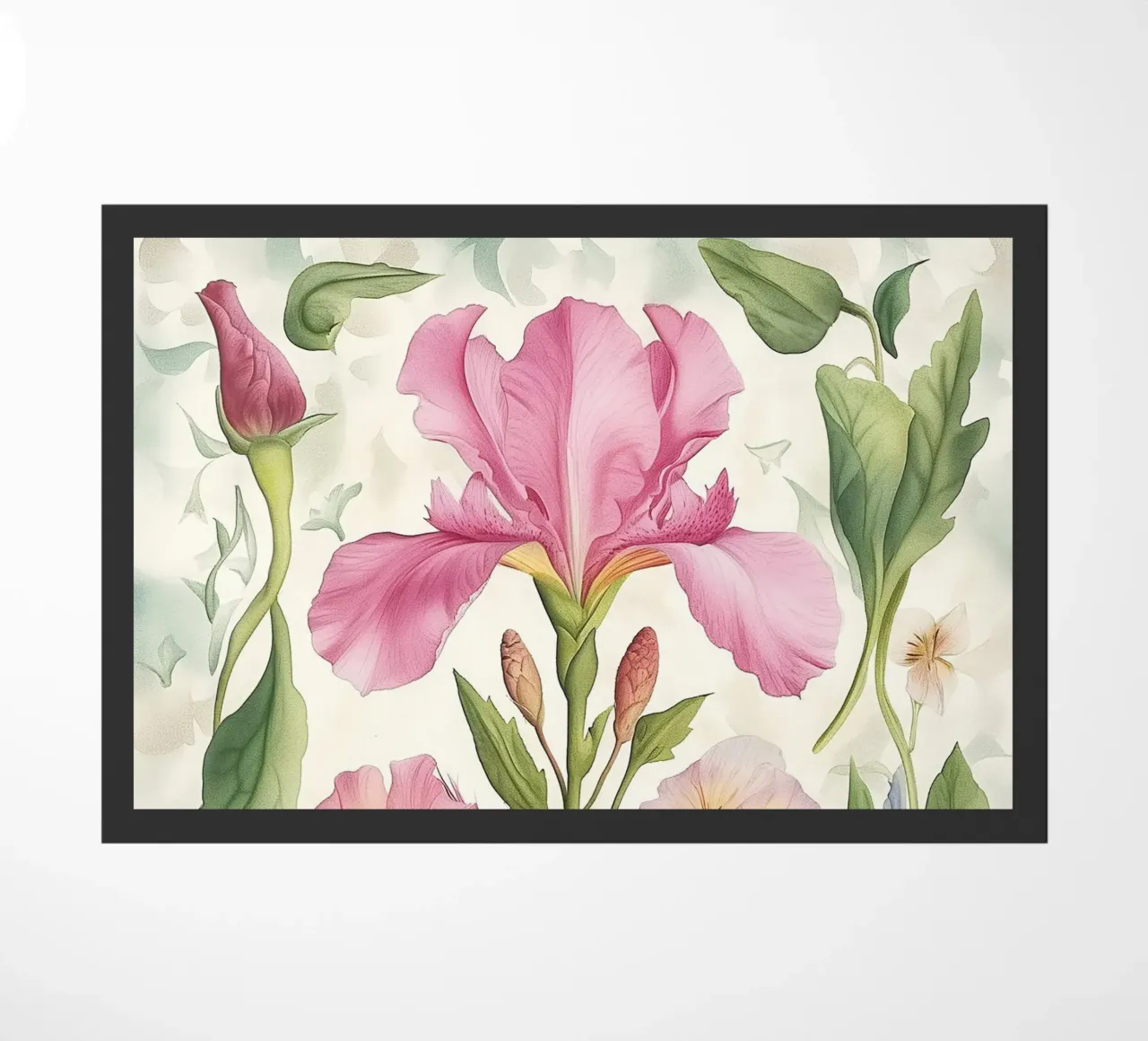 Boho Abstract Flower Spring Iris Bohemian Vintage Nature paillasson de Gentle Echoes Art