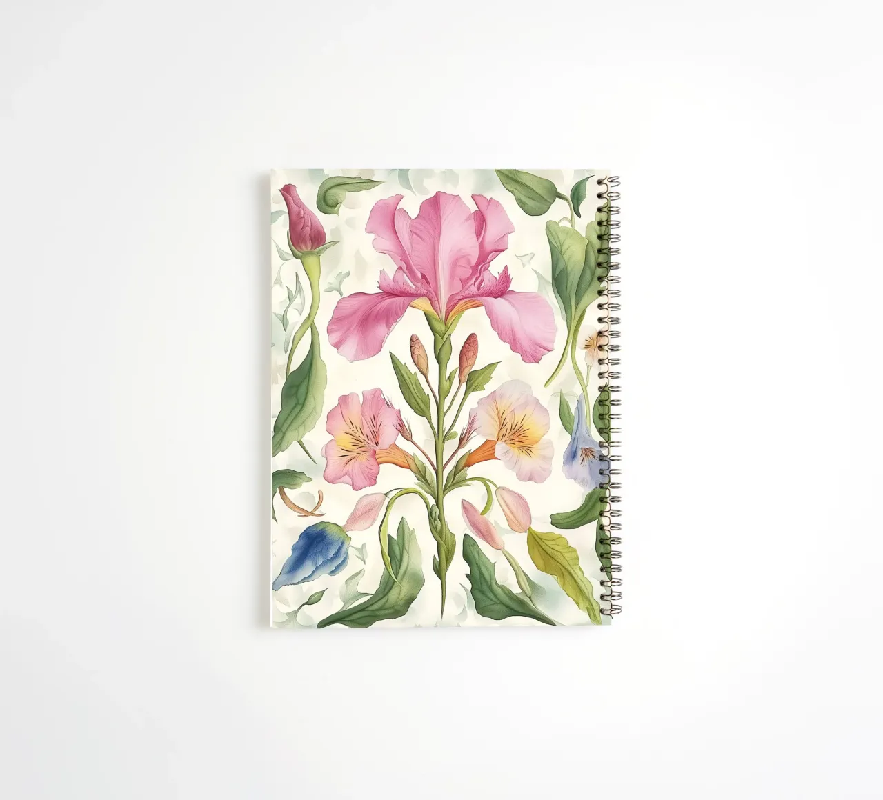 Boho Abstract Flower Spring Iris Bohemian Vintage Nature spiral notebook by Gentle Echoes Art