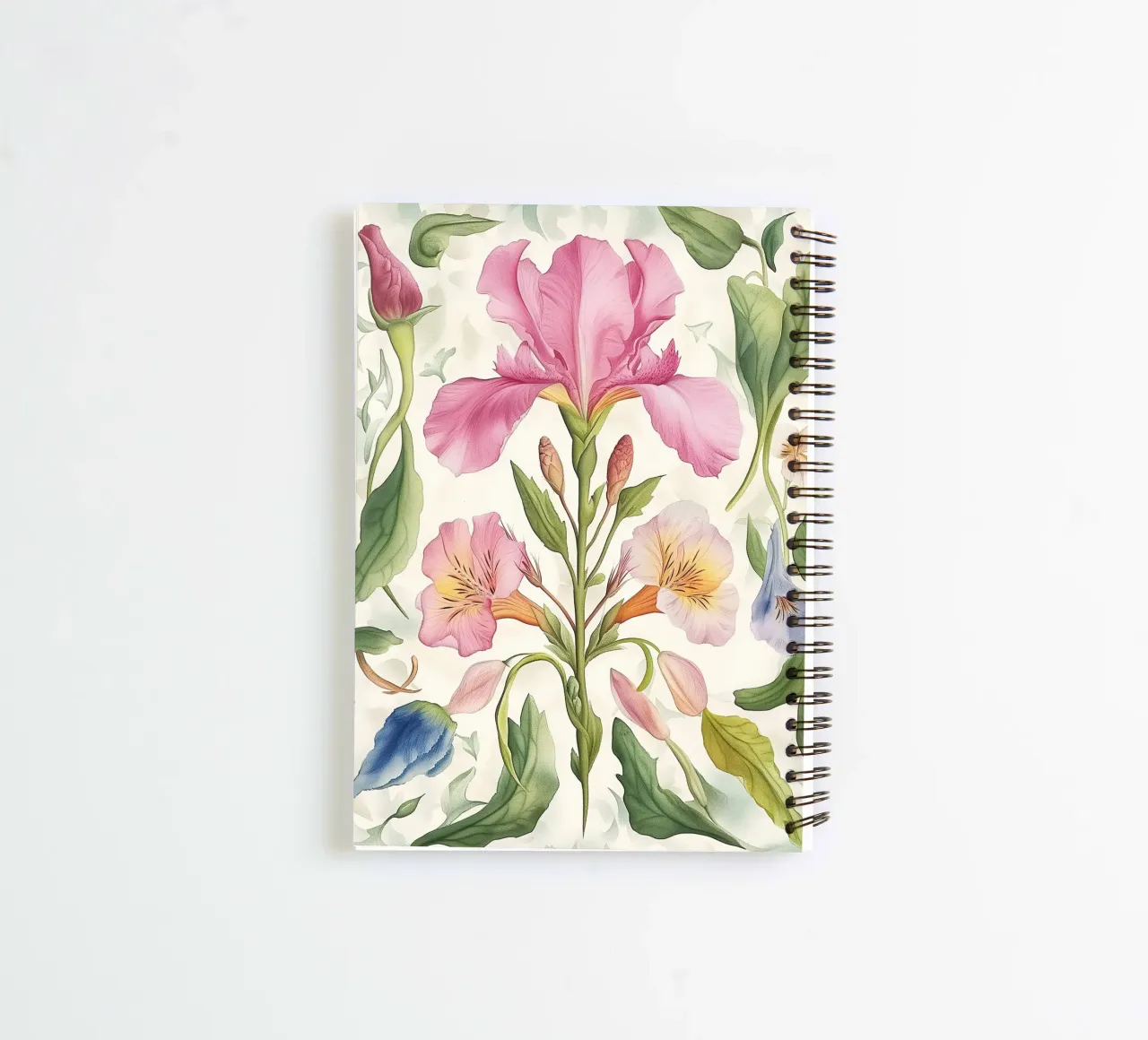 Boho Abstract Flower Spring Iris Bohemian Vintage Nature spiral notebook by Gentle Echoes Art