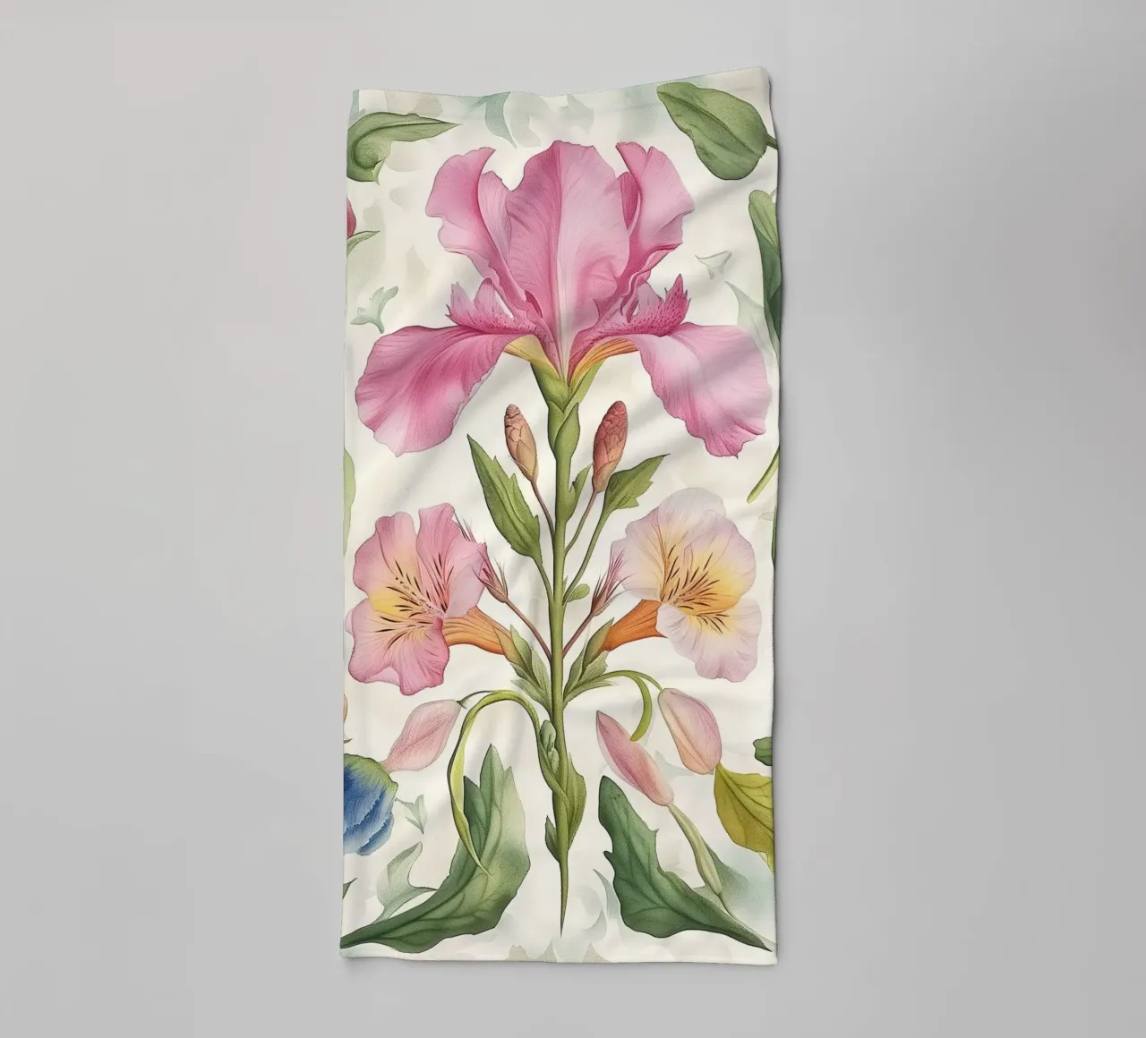 Boho Abstract Flower Spring Iris Bohemian Vintage Nature serviette de bain de Gentle Echoes Art