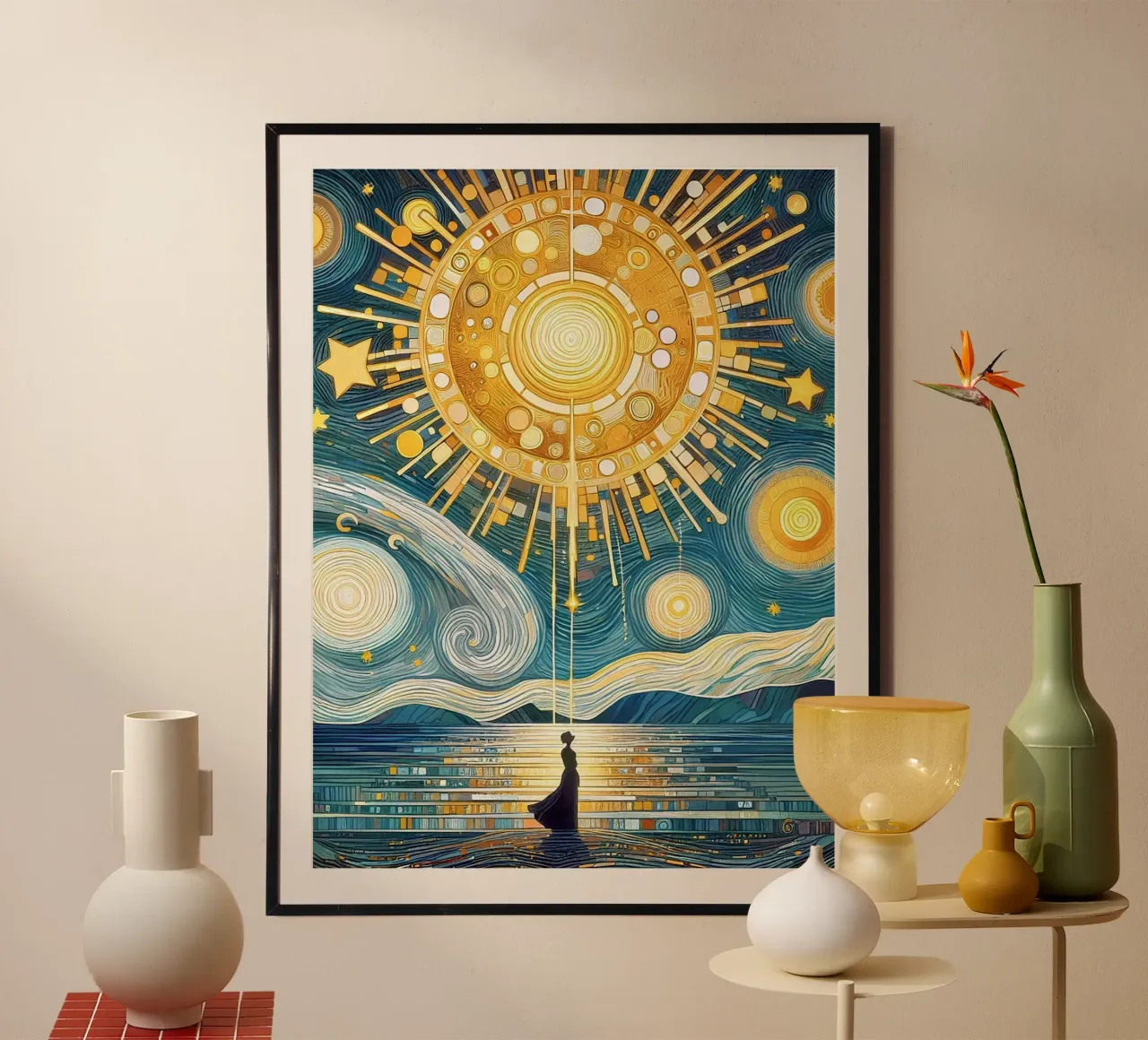Under mighty stars poster with plastic frame by Art-Nouveau-Dsg