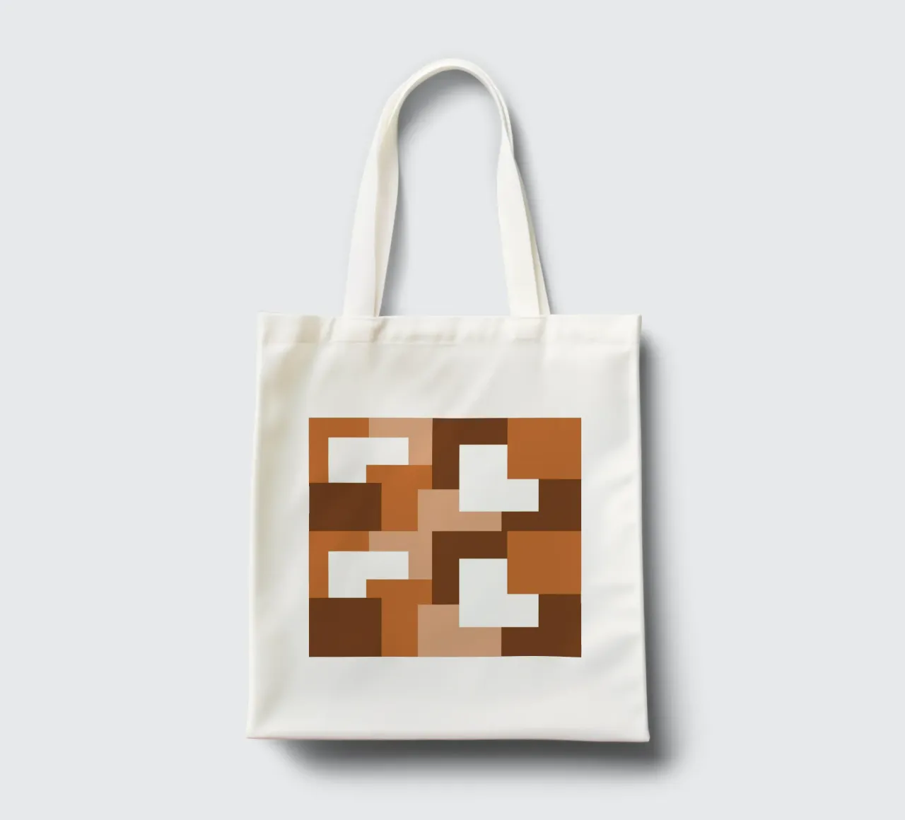 Brown square tiles tote bag by baobabprintstore
