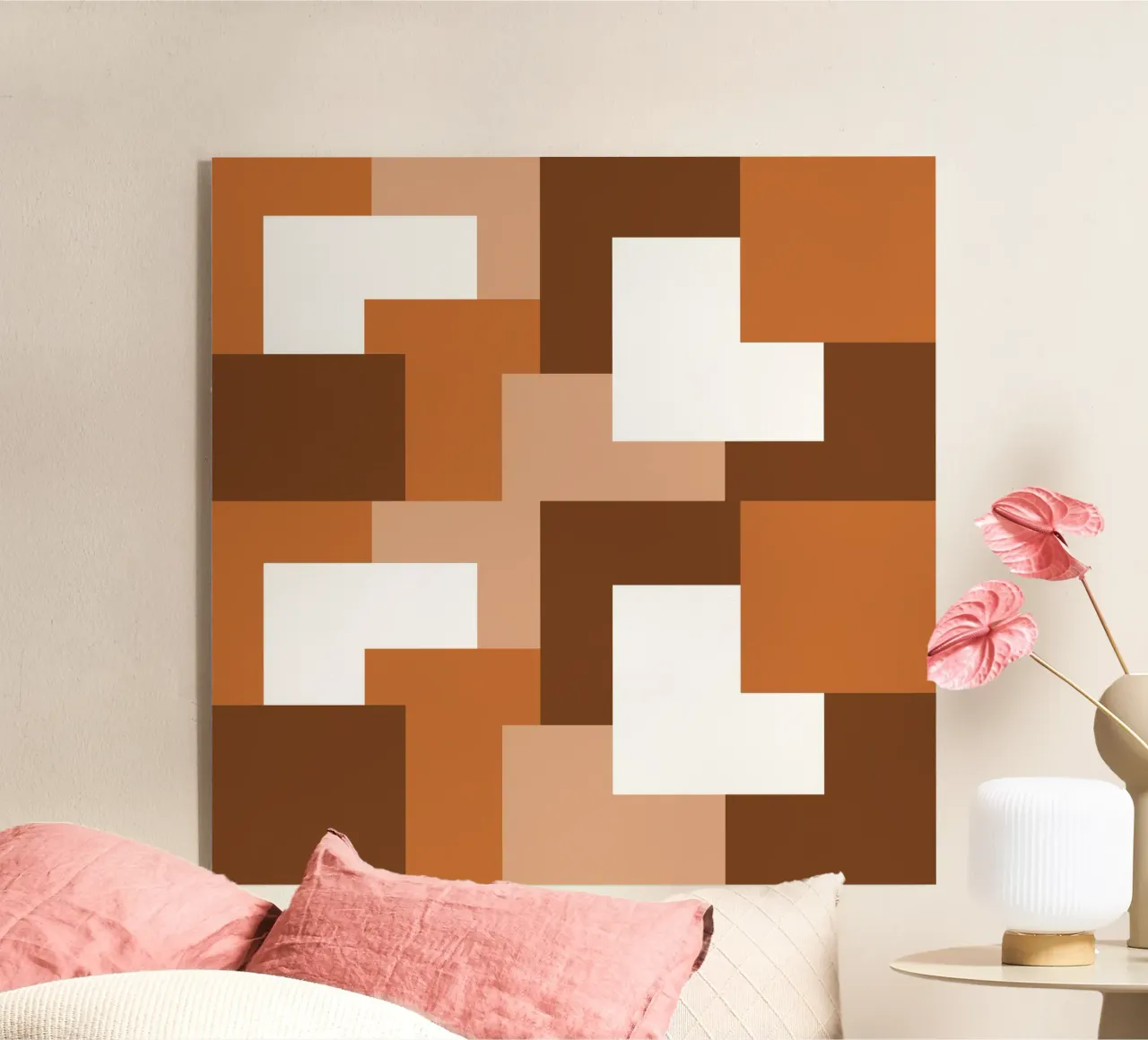 Brown square tiles plexiglass da baobabprintstore