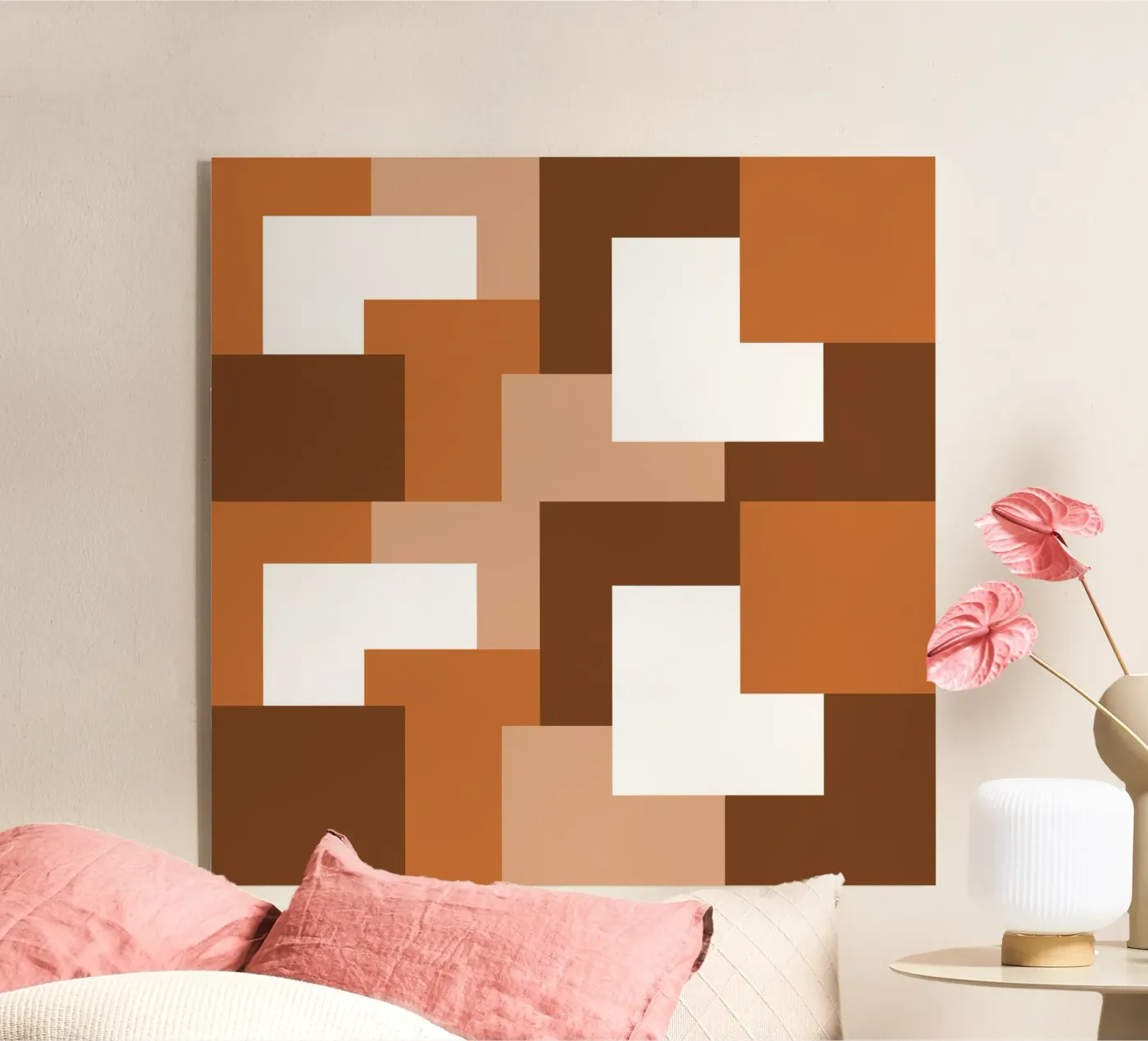 Brown square tiles plexiglas de baobabprintstore