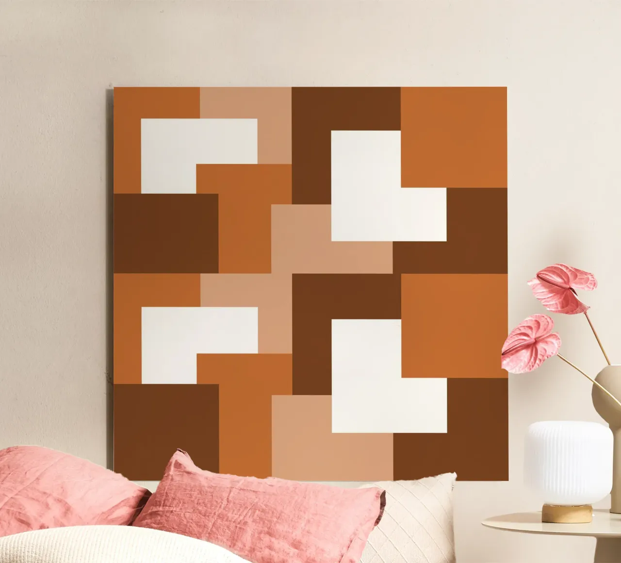 Brown square tiles alluminio dibond da baobabprintstore