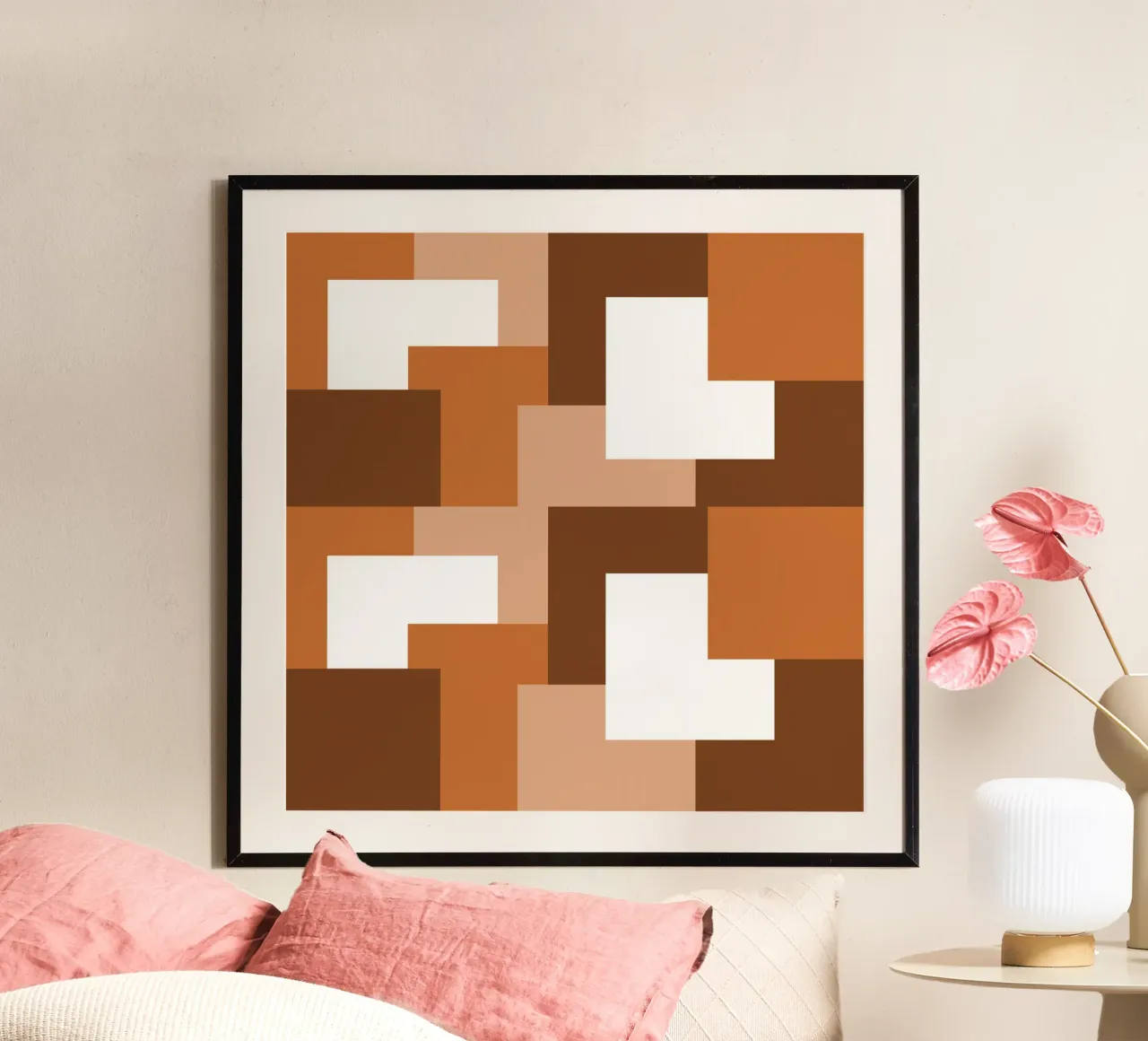 Brown square tiles poster da baobabprintstore