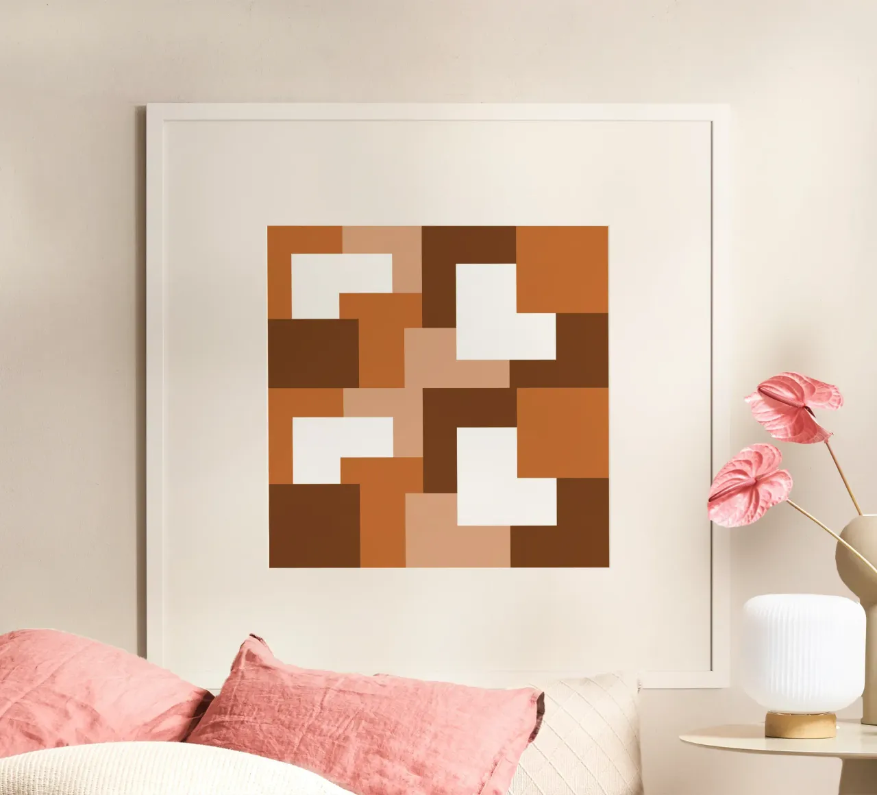 Brown square tiles poster da baobabprintstore