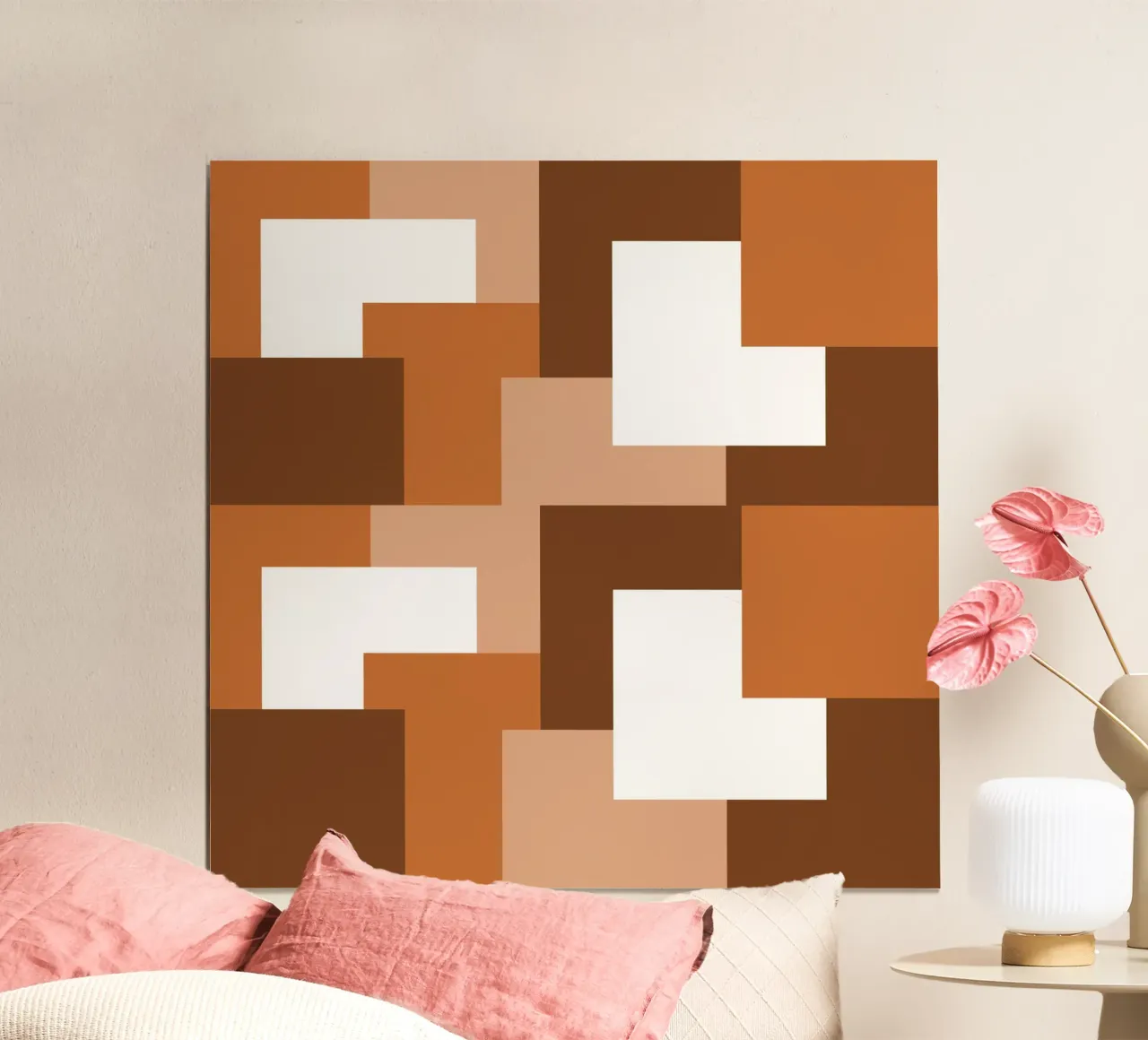 Brown square tiles poster da baobabprintstore