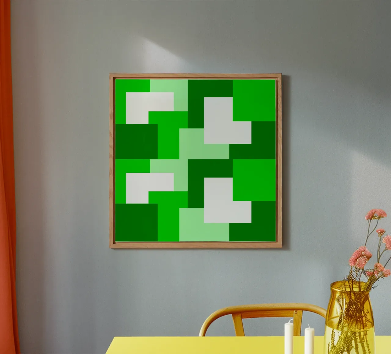 Green square tiles alluminio dibond da baobabprintstore