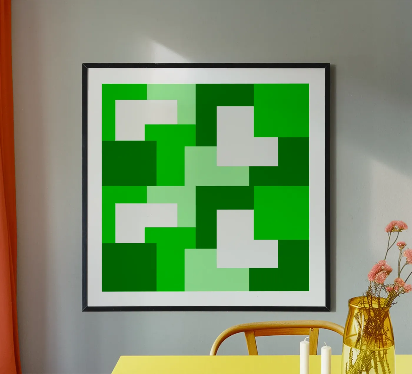 Green square tiles poster da baobabprintstore