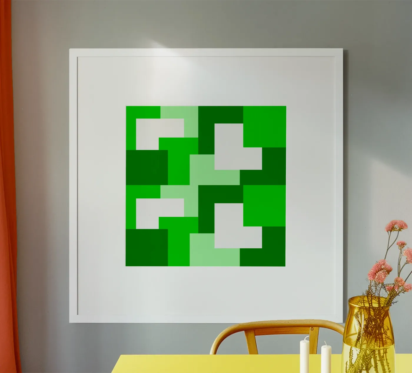 Green square tiles poster da baobabprintstore