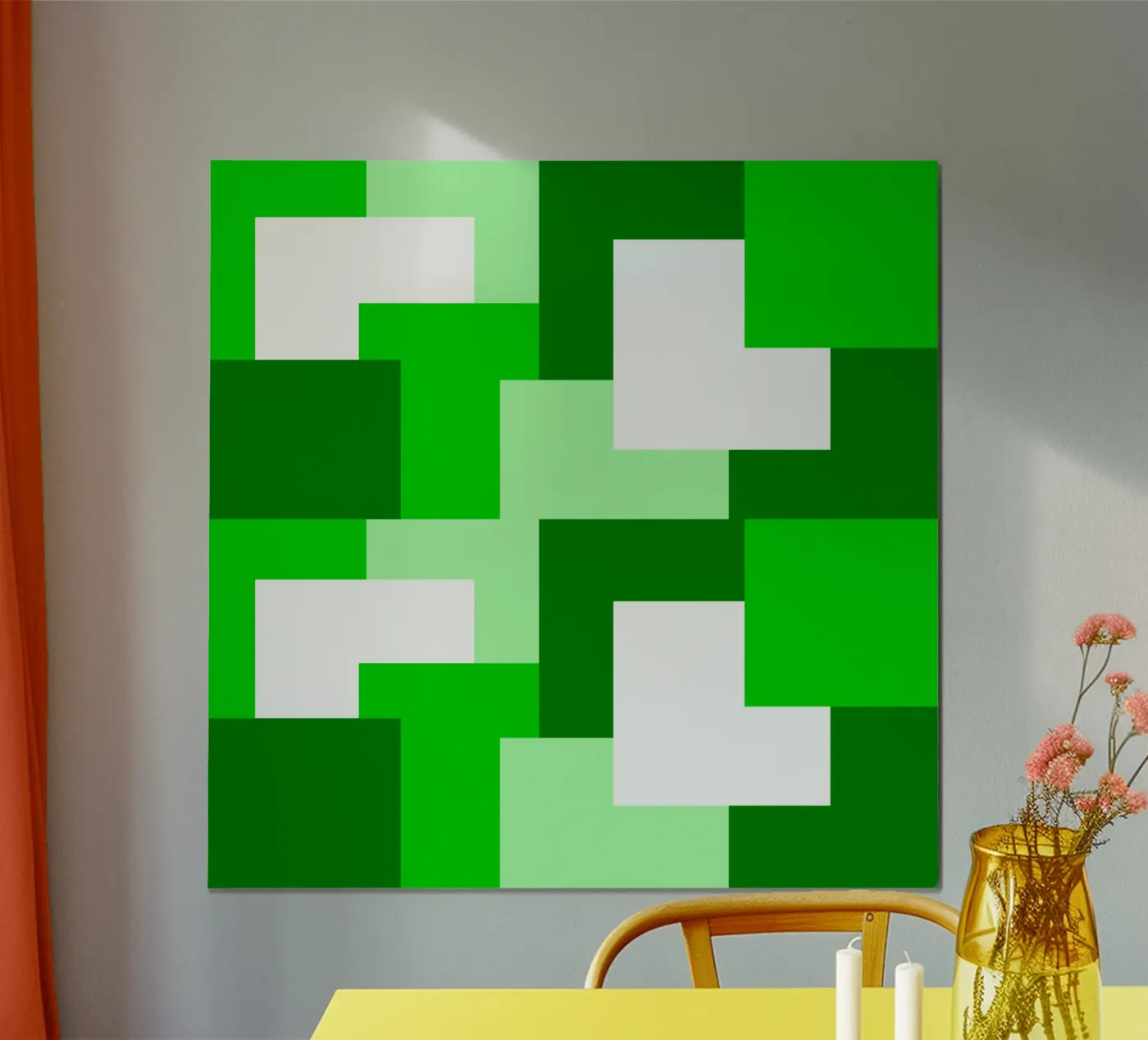 Green square tiles poster da baobabprintstore