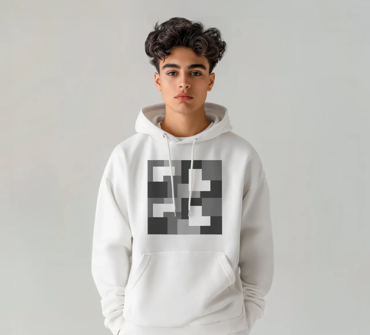 Grey square tiles felpa con cappuccio da baobabprintstore