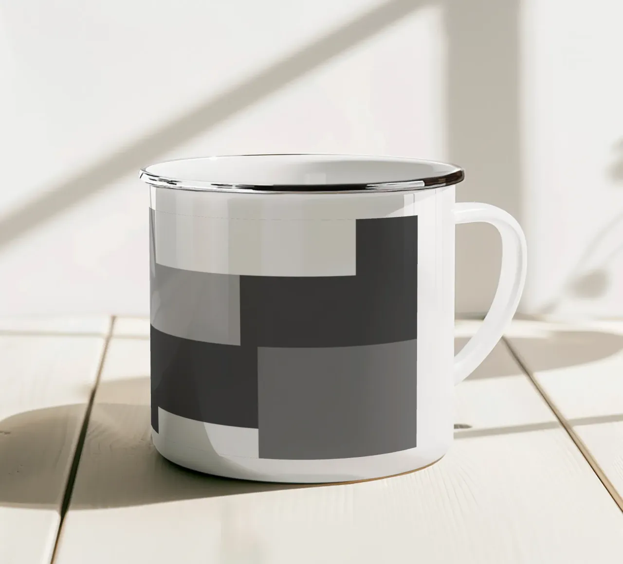 Grey square tiles tazza in smalto da baobabprintstore