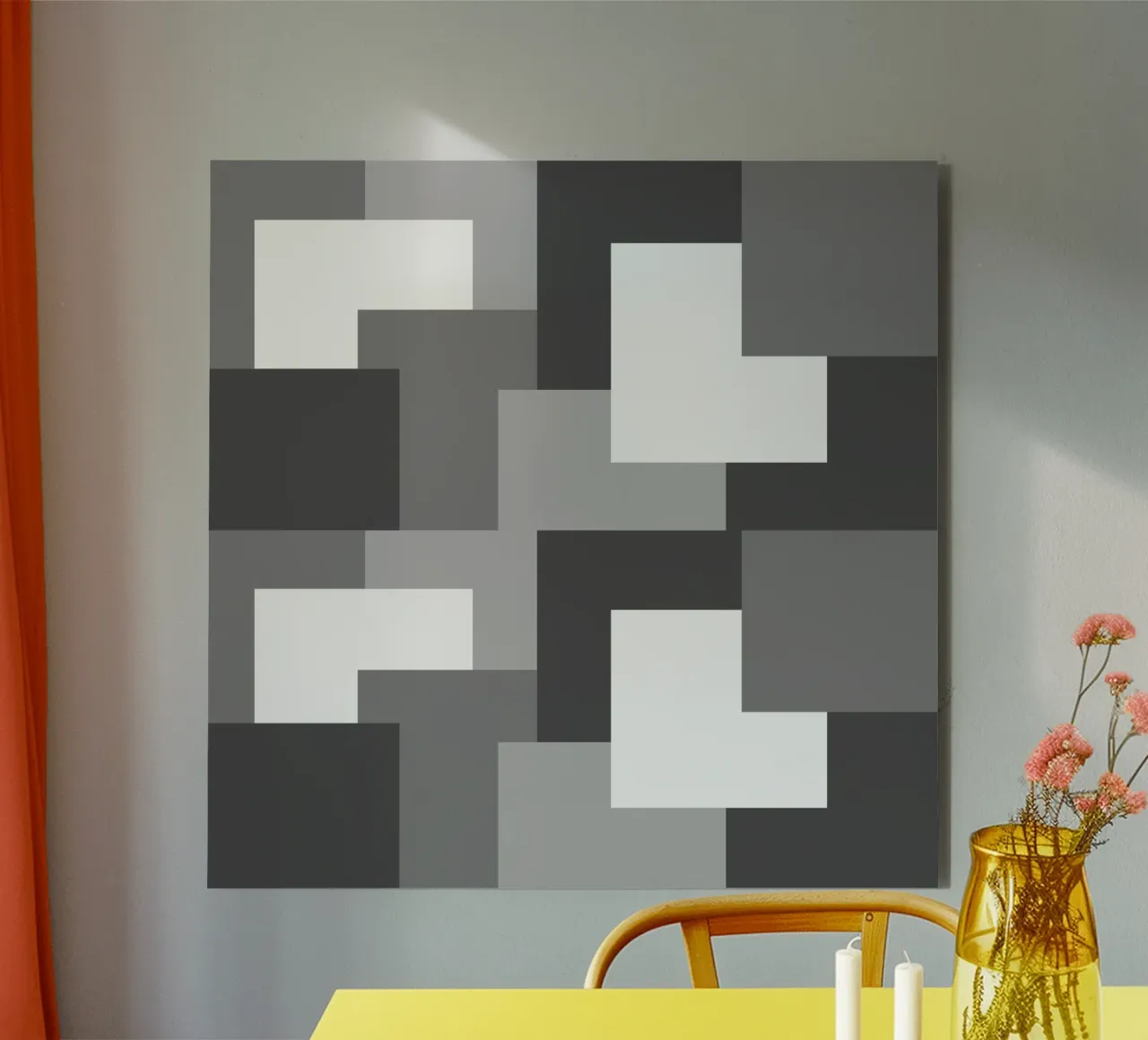 Grey square tiles alluminio dibond da baobabprintstore