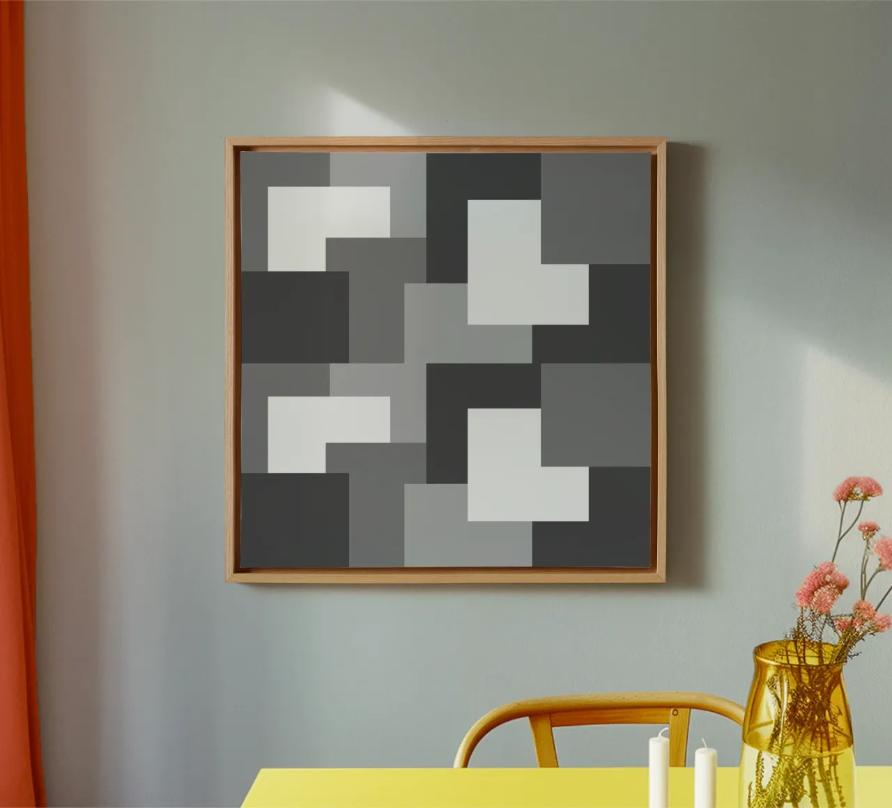 Grey square tiles tela da baobabprintstore