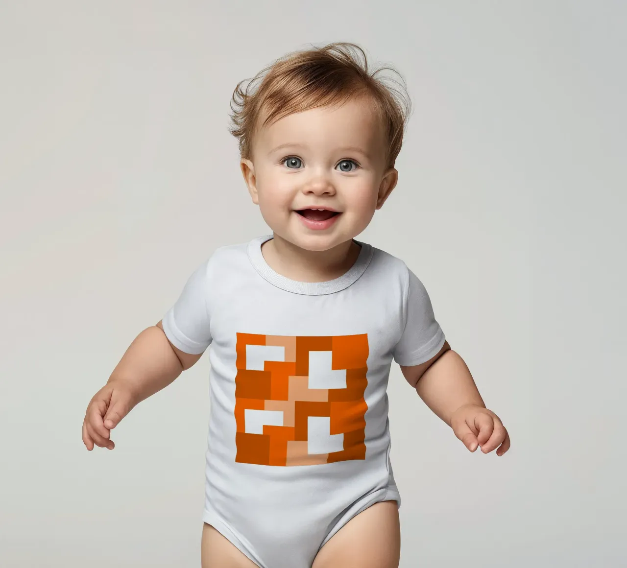 Orange square tiles body neonato maniche corte da baobabprintstore