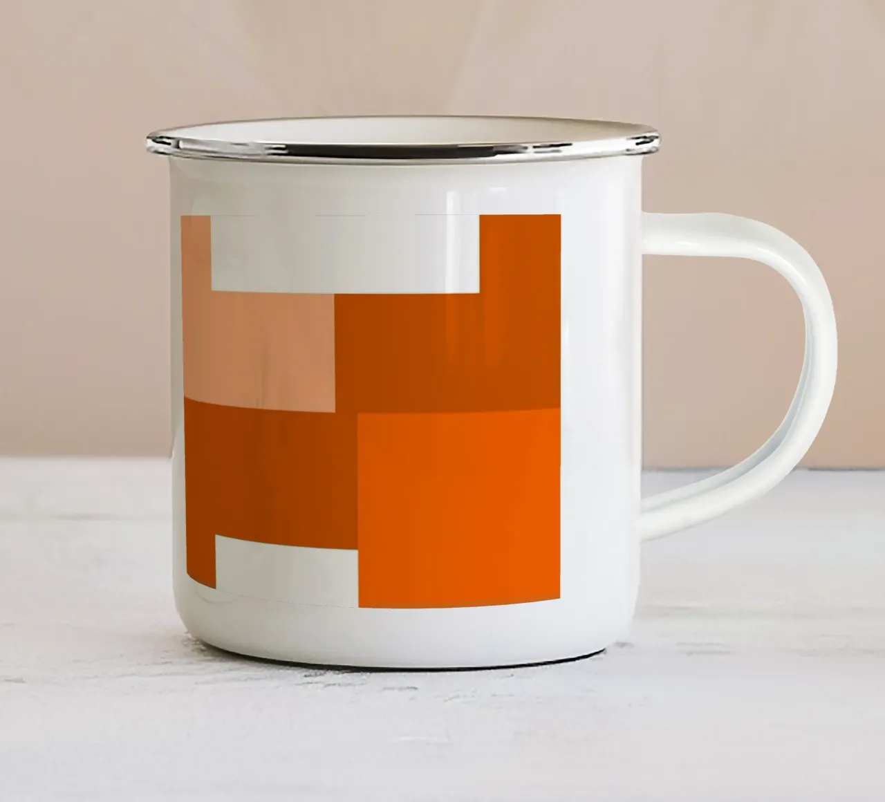 Orange square tiles tazza in smalto da baobabprintstore
