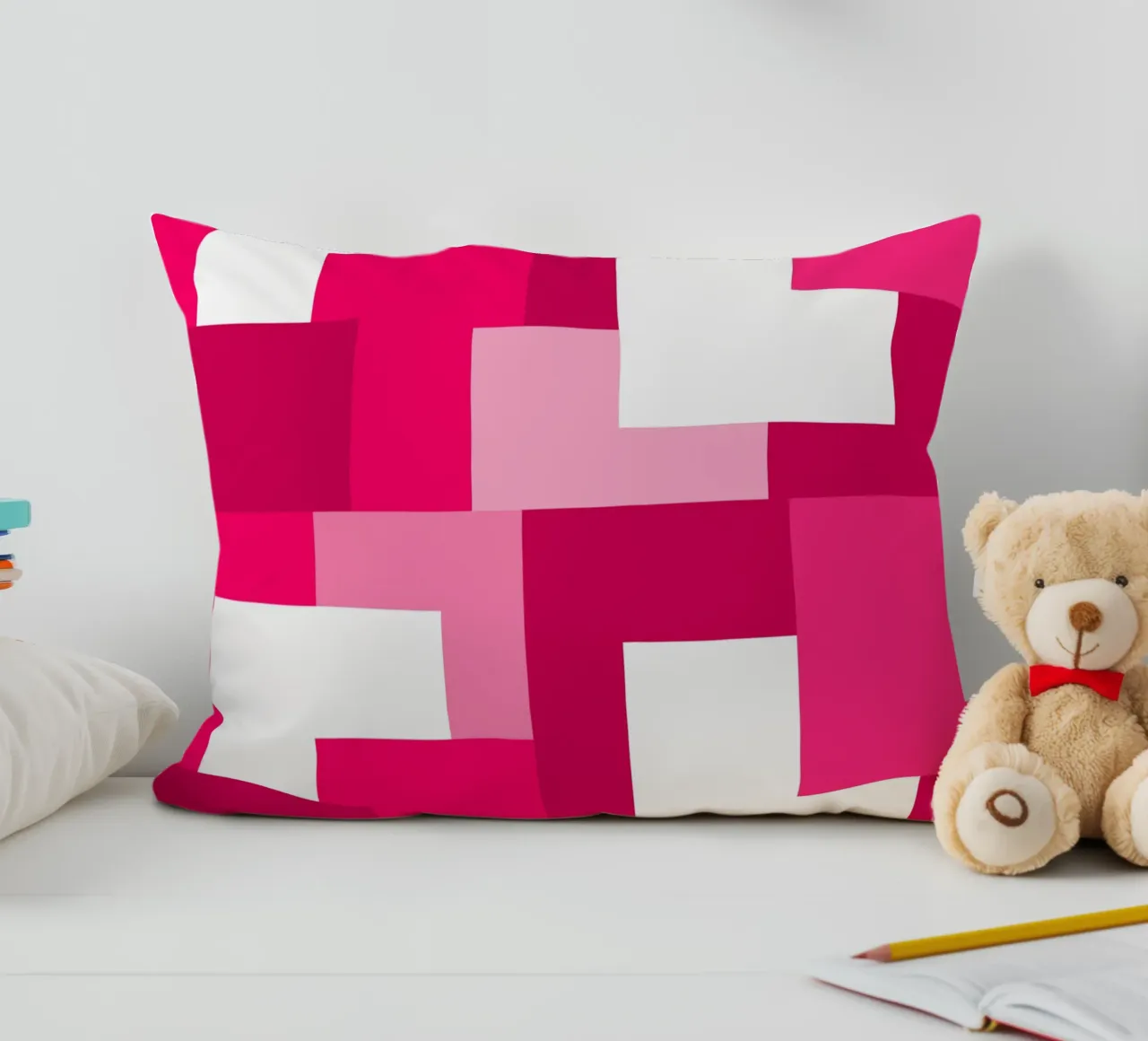 Pink square tiles cuscino da baobabprintstore