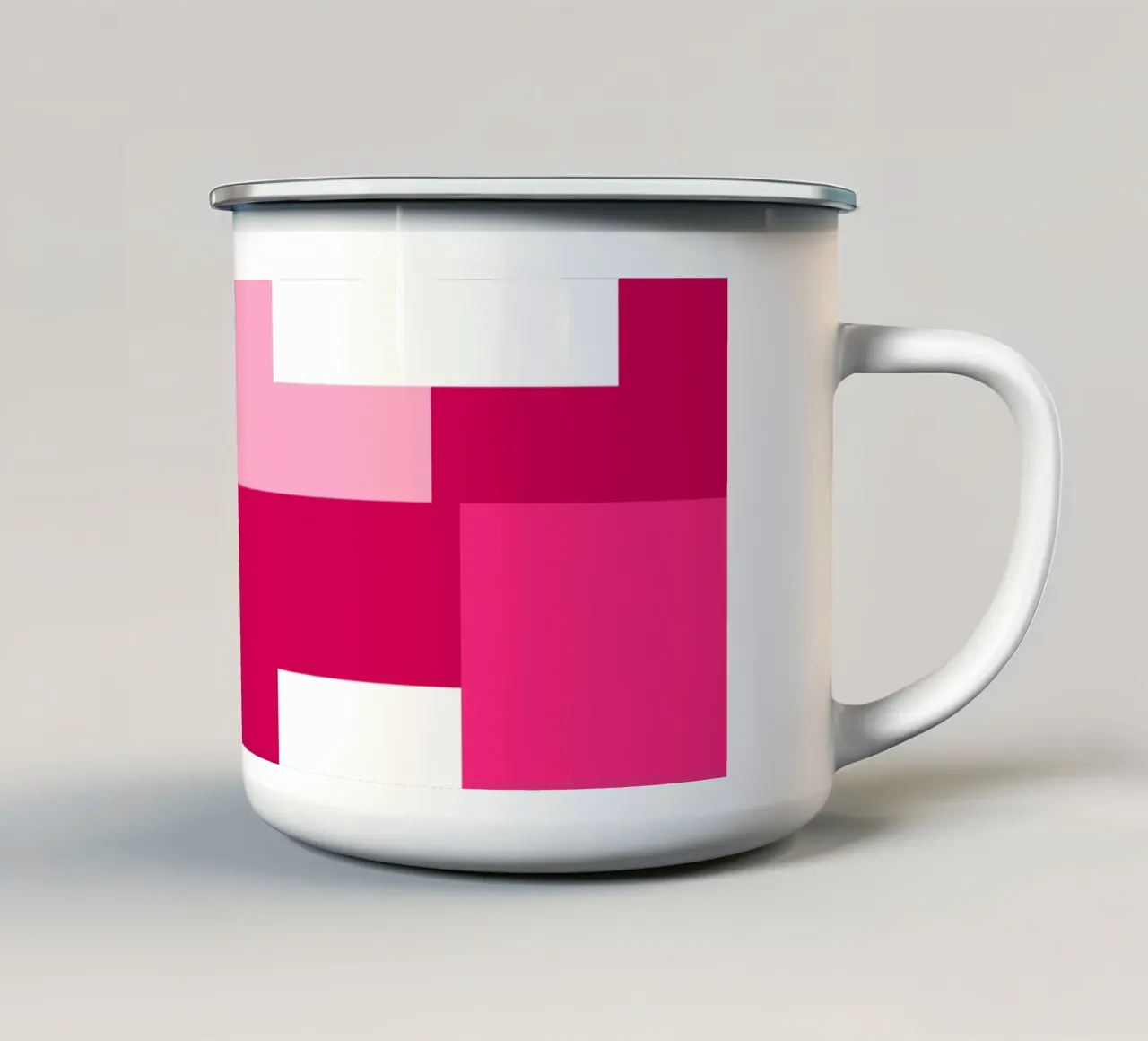Pink square tiles tazza in smalto da baobabprintstore