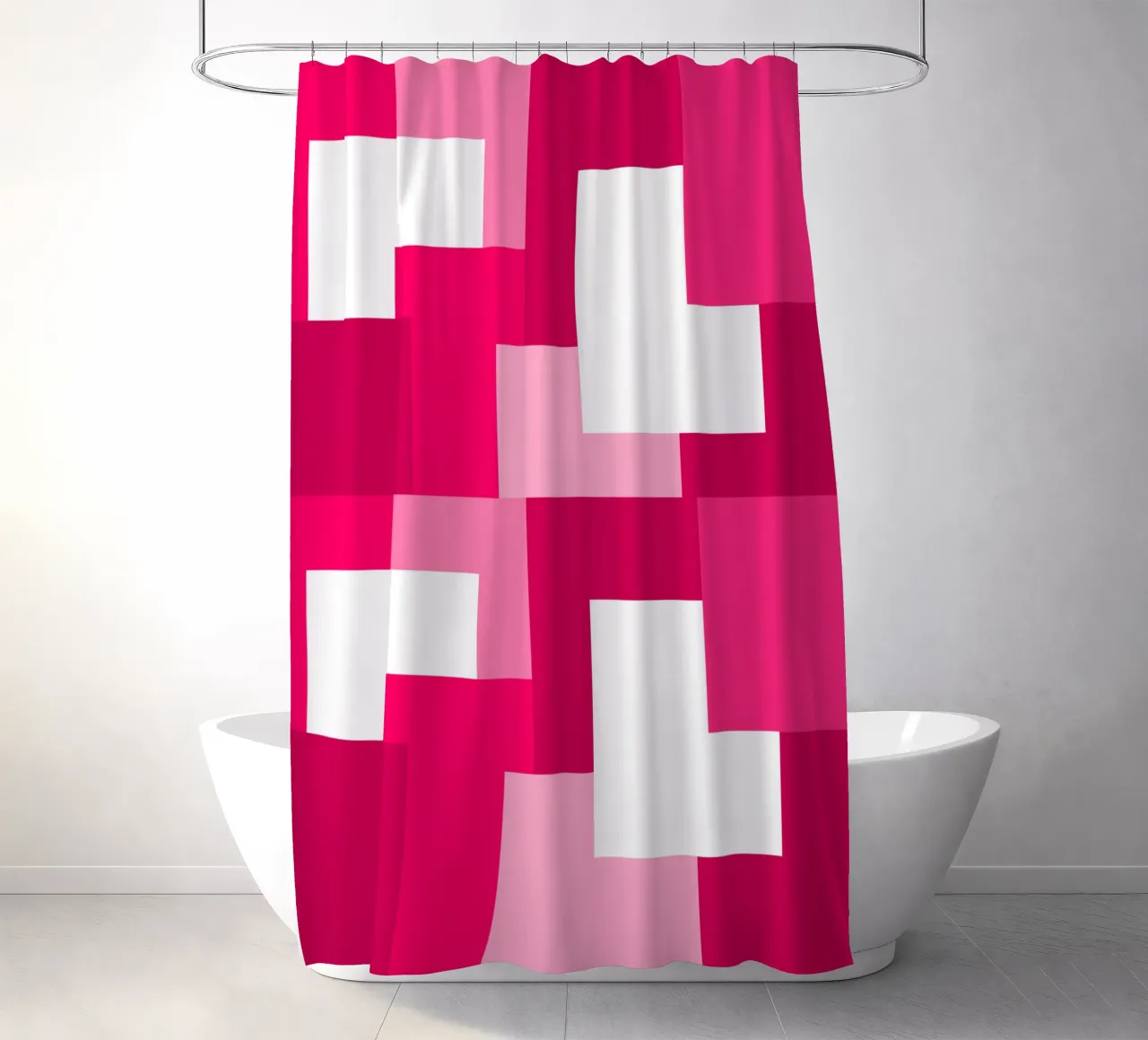 Pink square tiles tenda da doccia da baobabprintstore