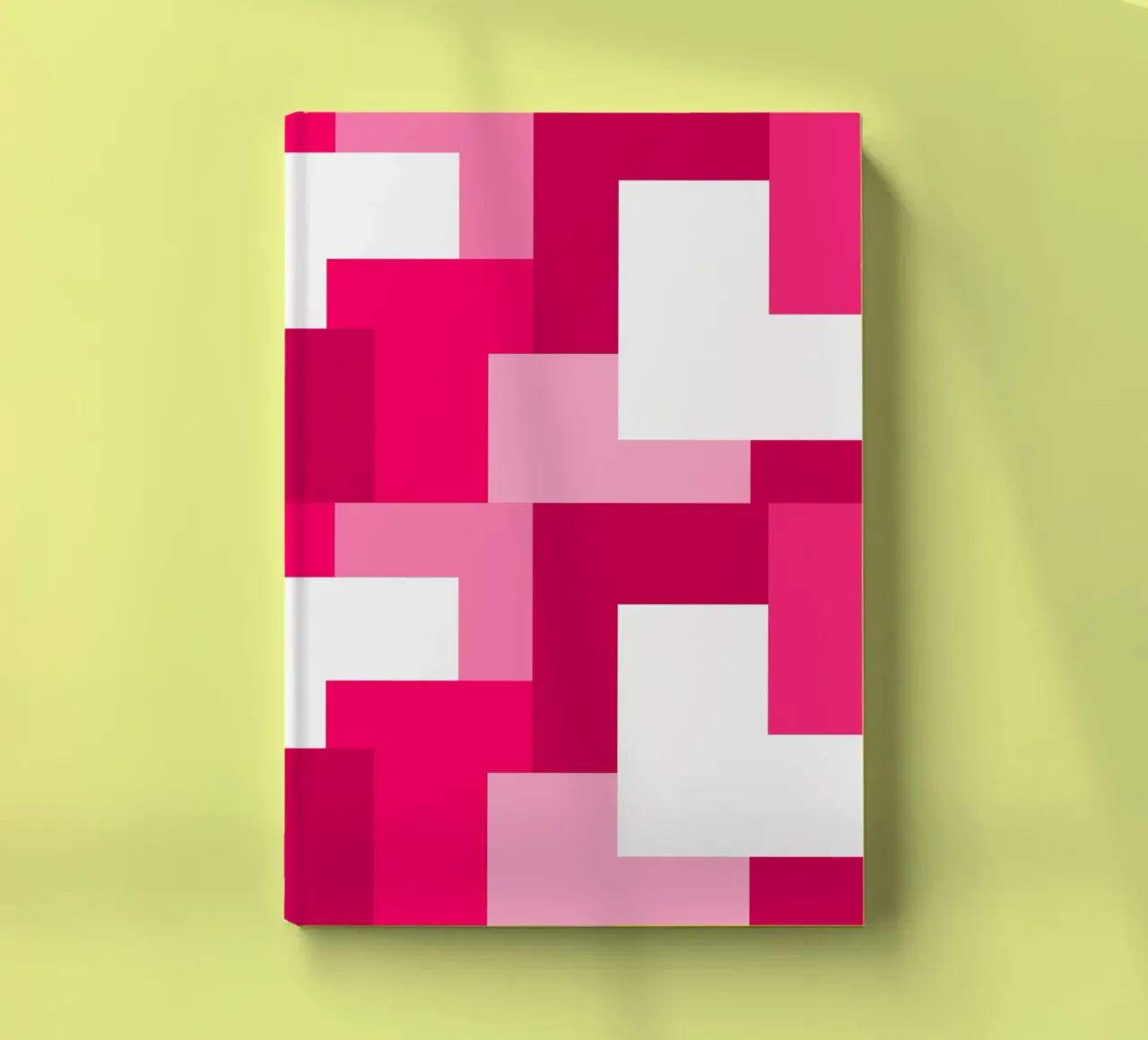 Pink square tiles notebook by baobabprintstore