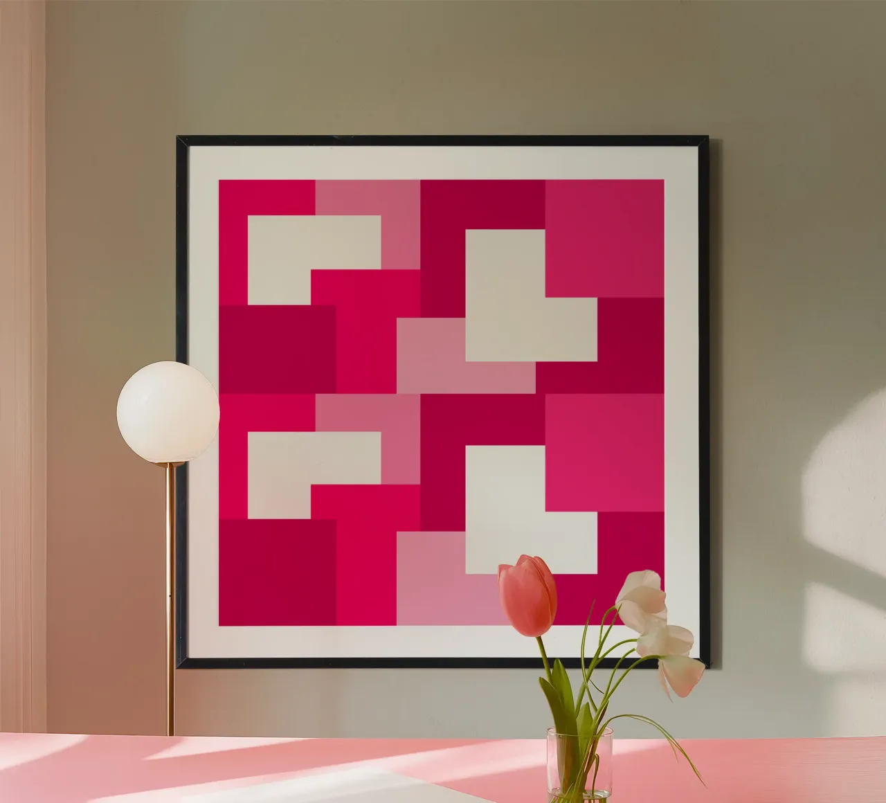 Pink square tiles carta hahnemühle da baobabprintstore