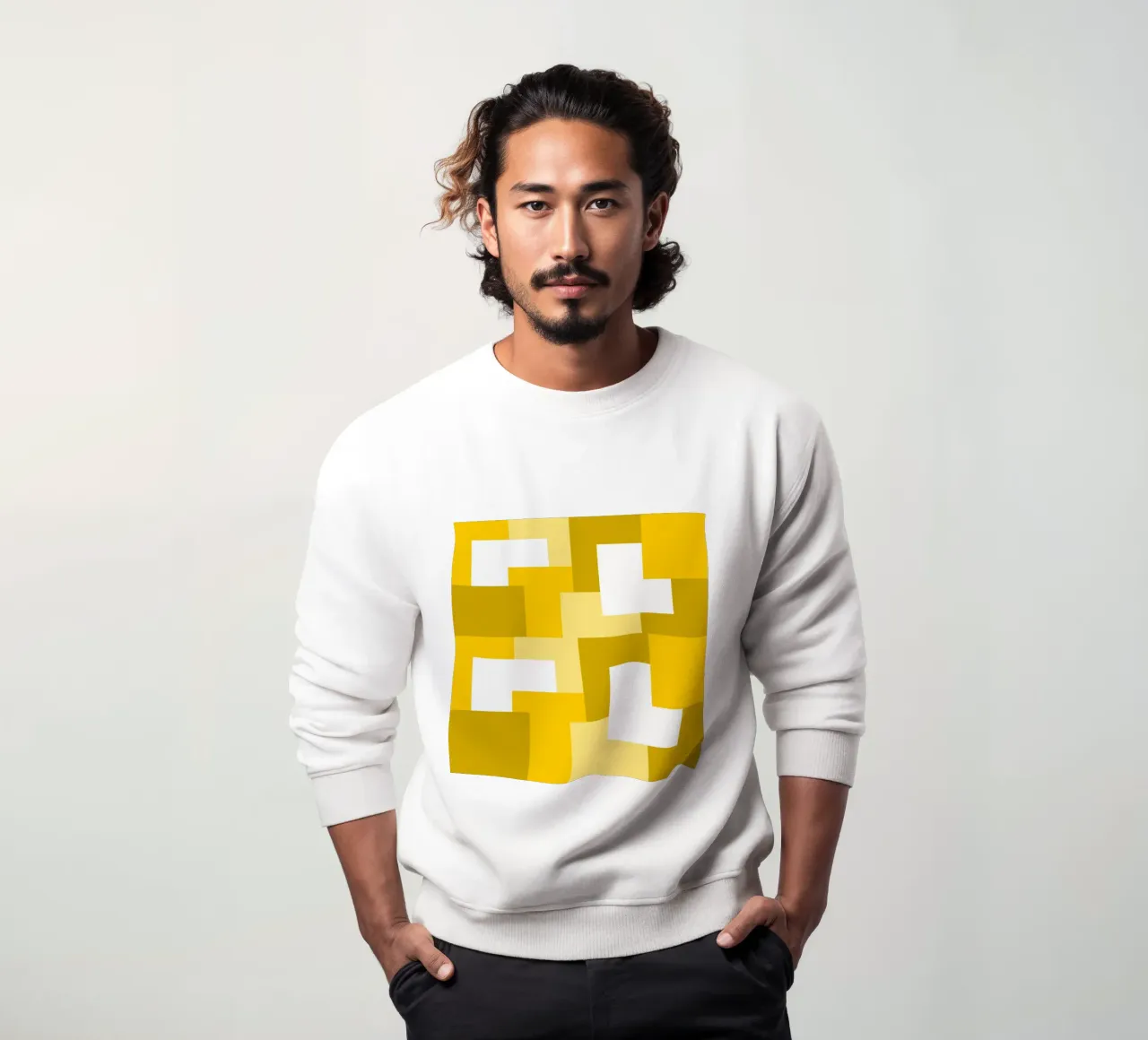 Yellow square tiles sweatshirt by baobabprintstore