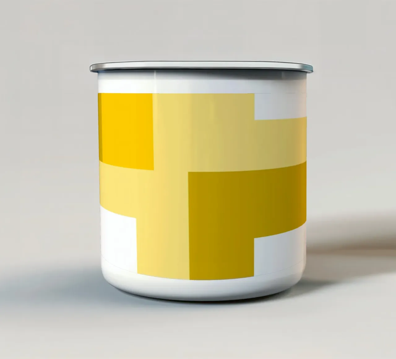 Yellow square tiles taza de esmalte de baobabprintstore