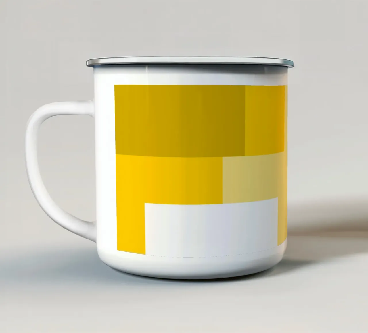 Yellow square tiles taza de esmalte de baobabprintstore