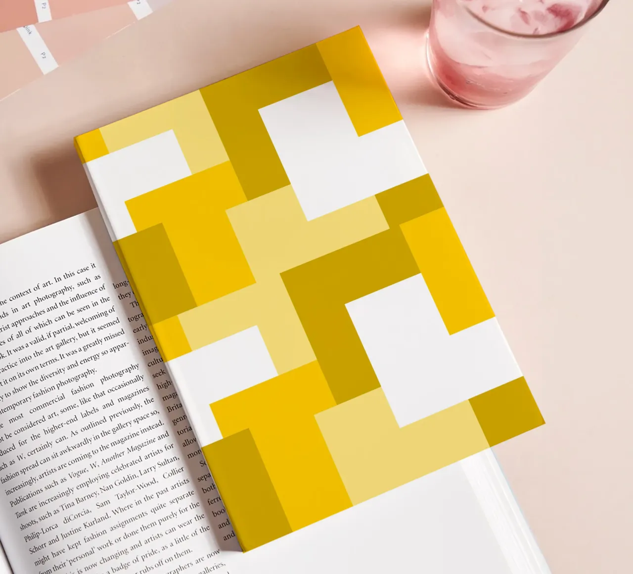 Yellow square tiles notebook by baobabprintstore