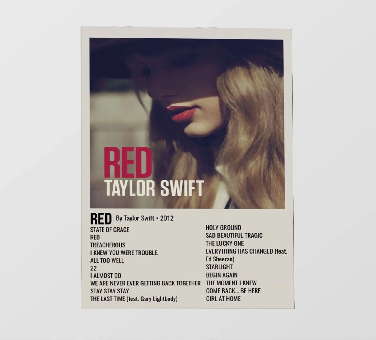 TAYLOR SWIFT RED By Taylor Swift - 2012 pellicola backlit da SoundStudio