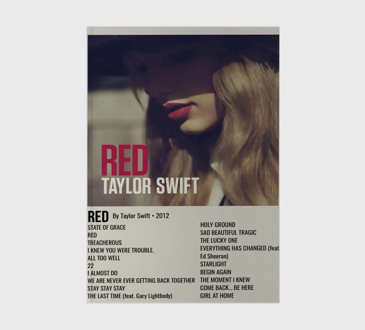 TAYLOR SWIFT RED By Taylor Swift - 2012 carnet de notes de SoundStudio