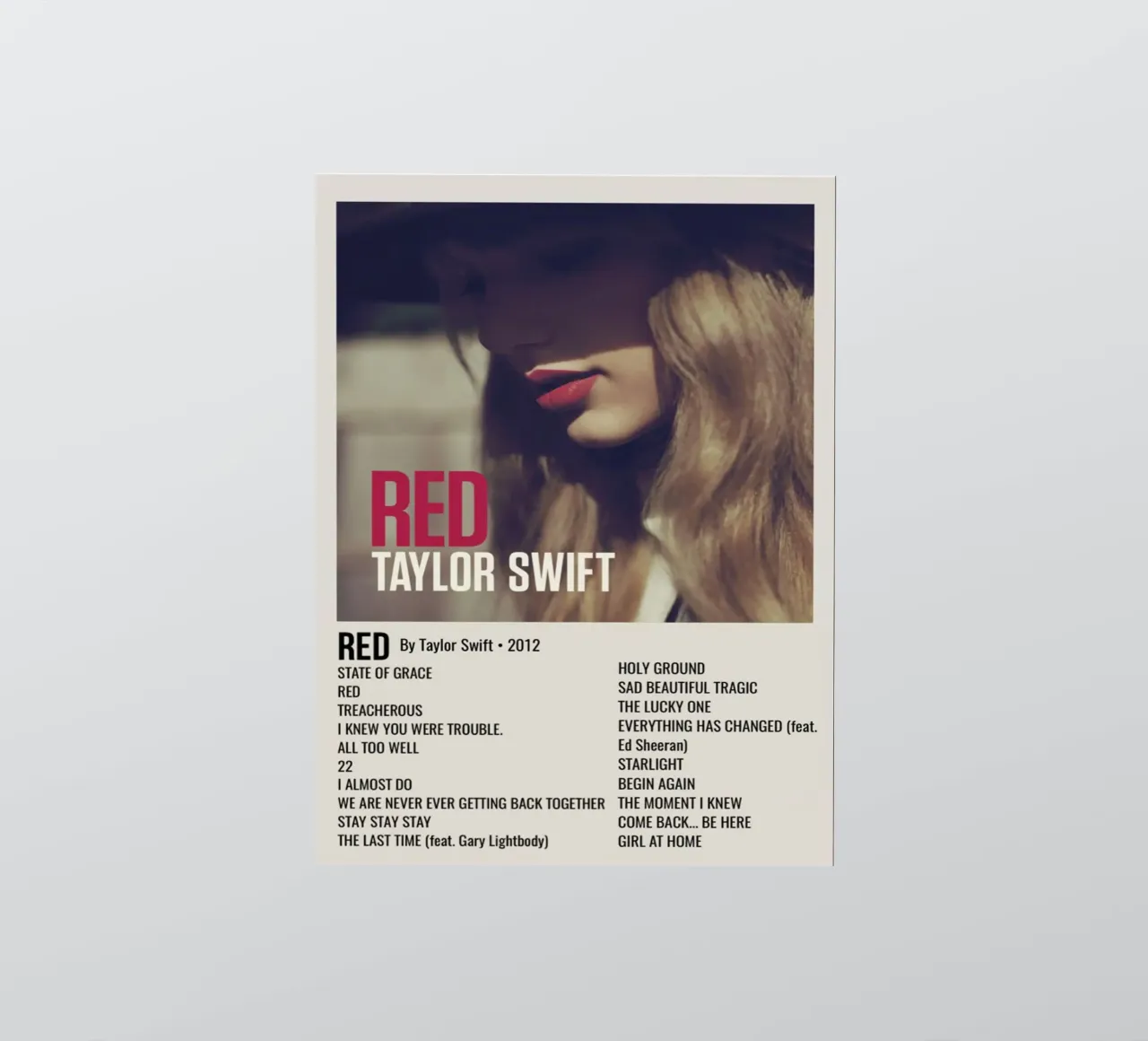 TAYLOR SWIFT RED By Taylor Swift - 2012 sticker van SoundStudio