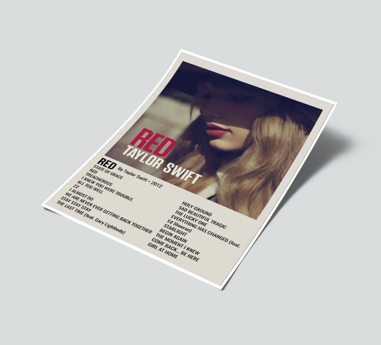 TAYLOR SWIFT RED By Taylor Swift - 2012 foglio adesivo da SoundStudio