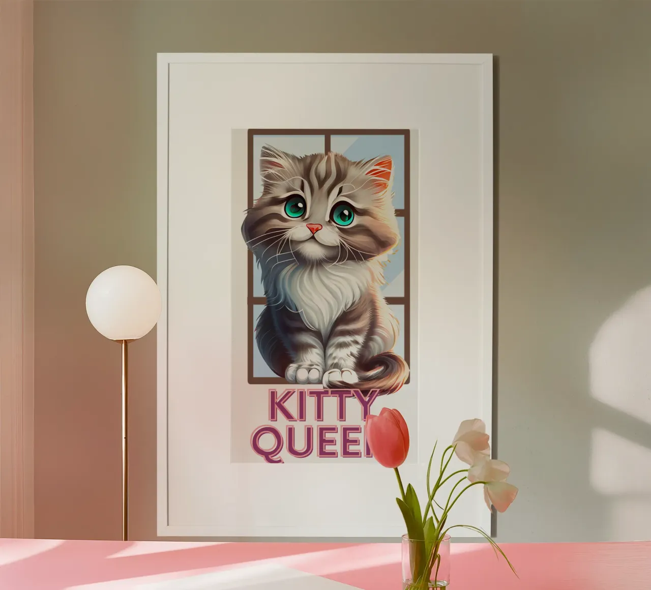 Kitty Queen poster con telaio in plastica da yukihana