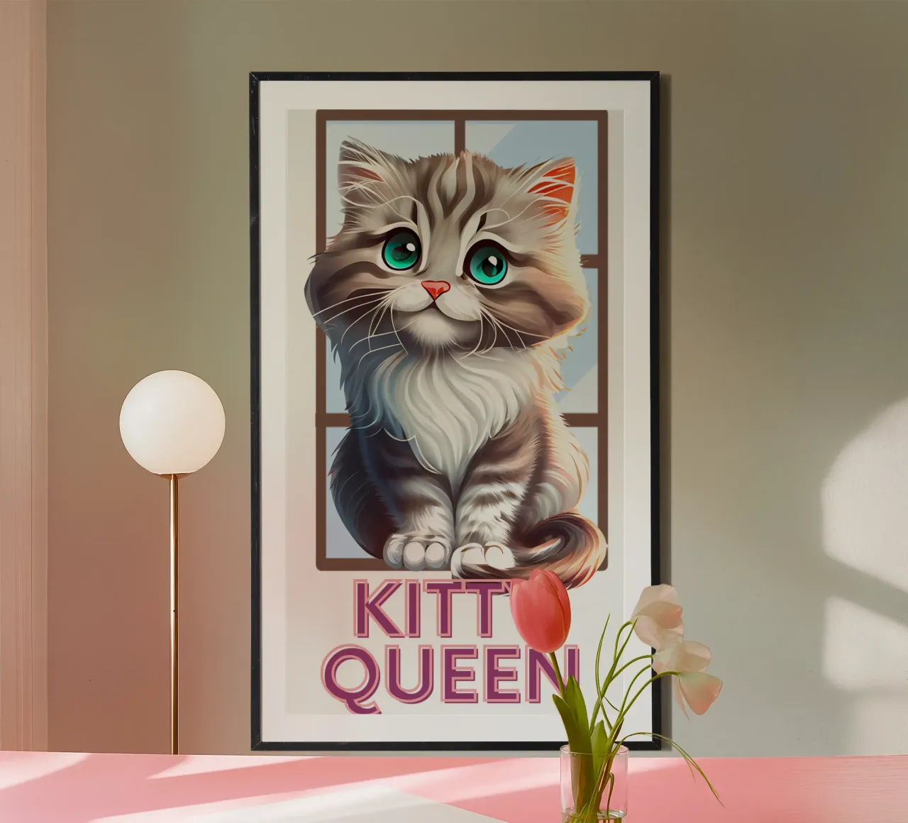 Kitty Queen poster con telaio in plastica da yukihana