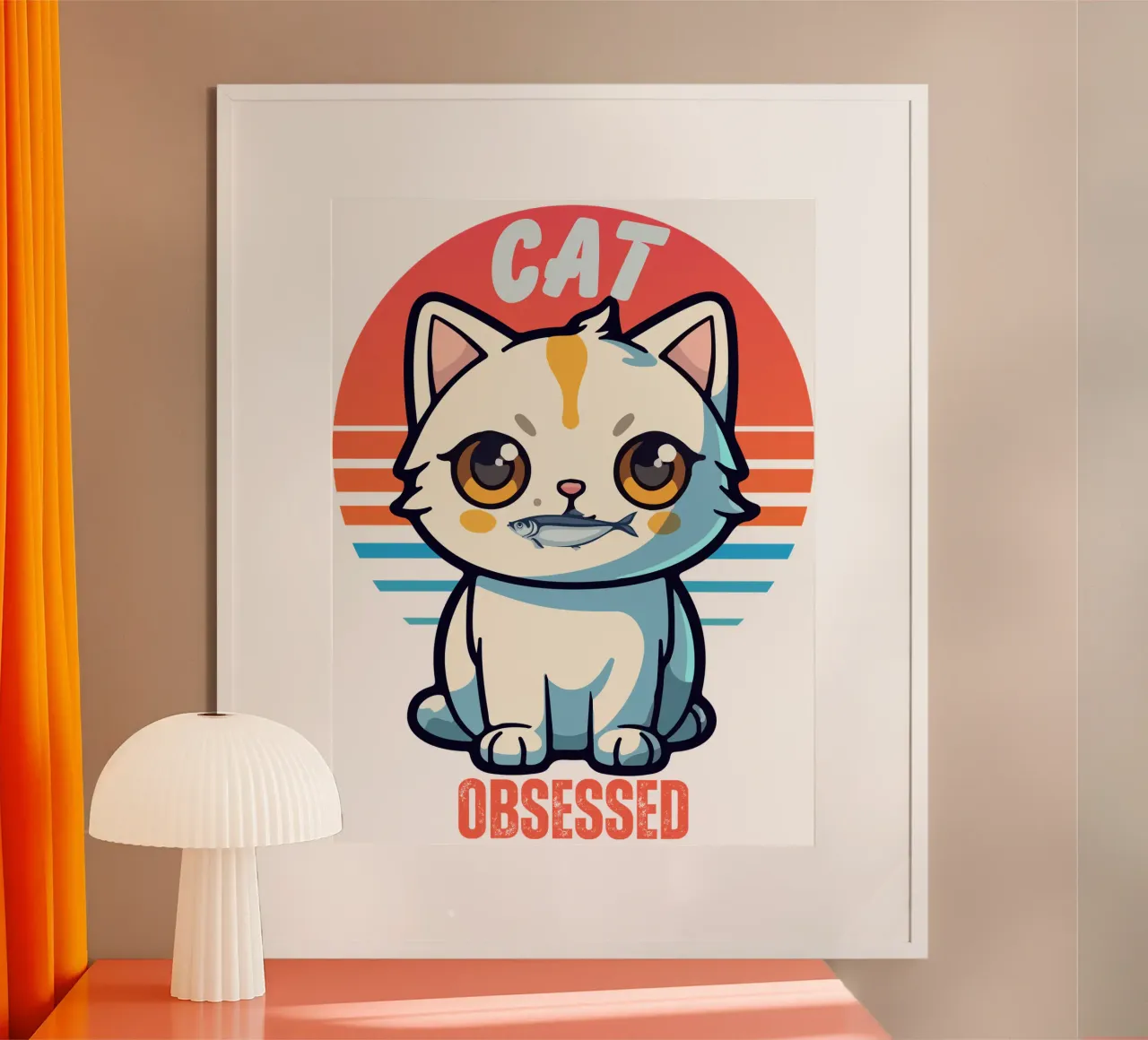 Ossessionato dai gatti poster con telaio in legno da yukihana