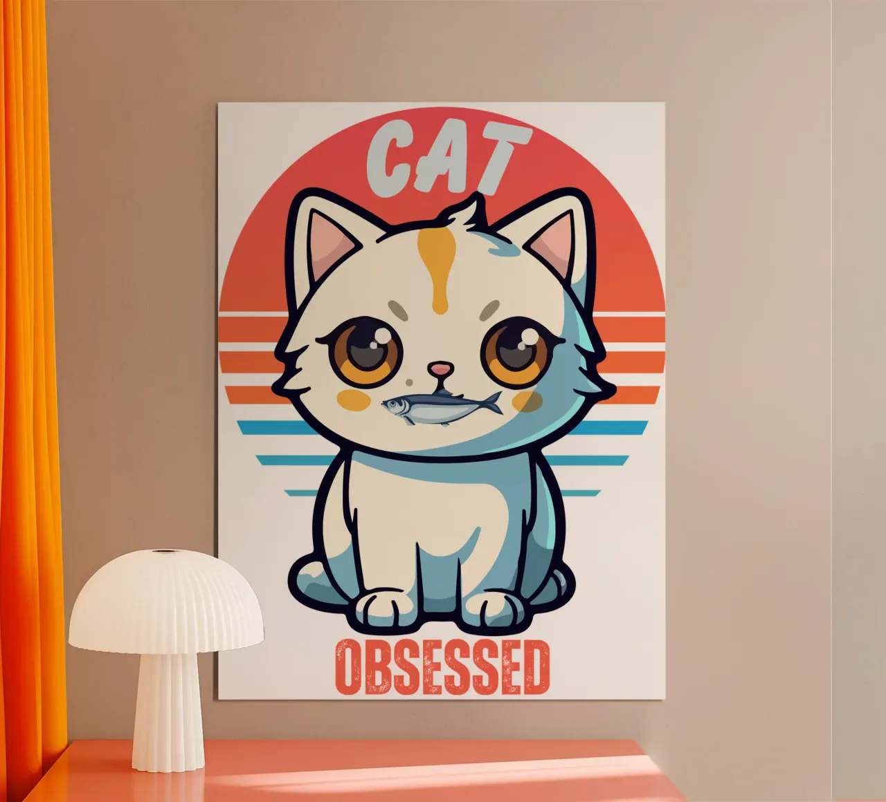 Ossessionato dai gatti poster con telaio in legno da yukihana
