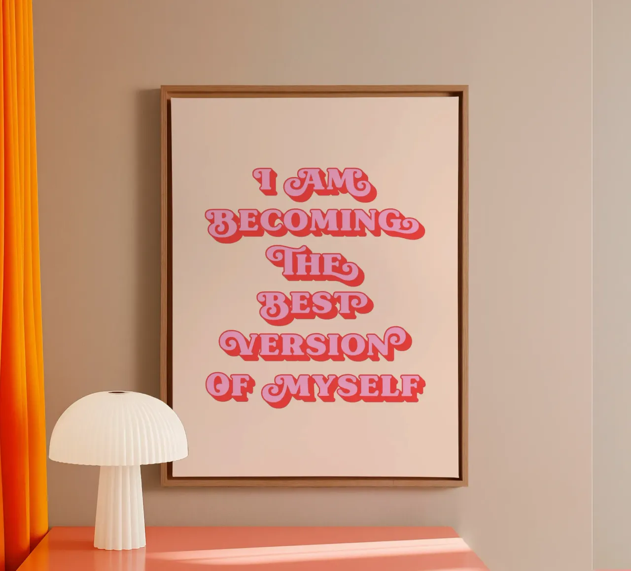 I am becoming the best version of myself (Peach Tone) canvas with Floater frame by Paigaam Studio