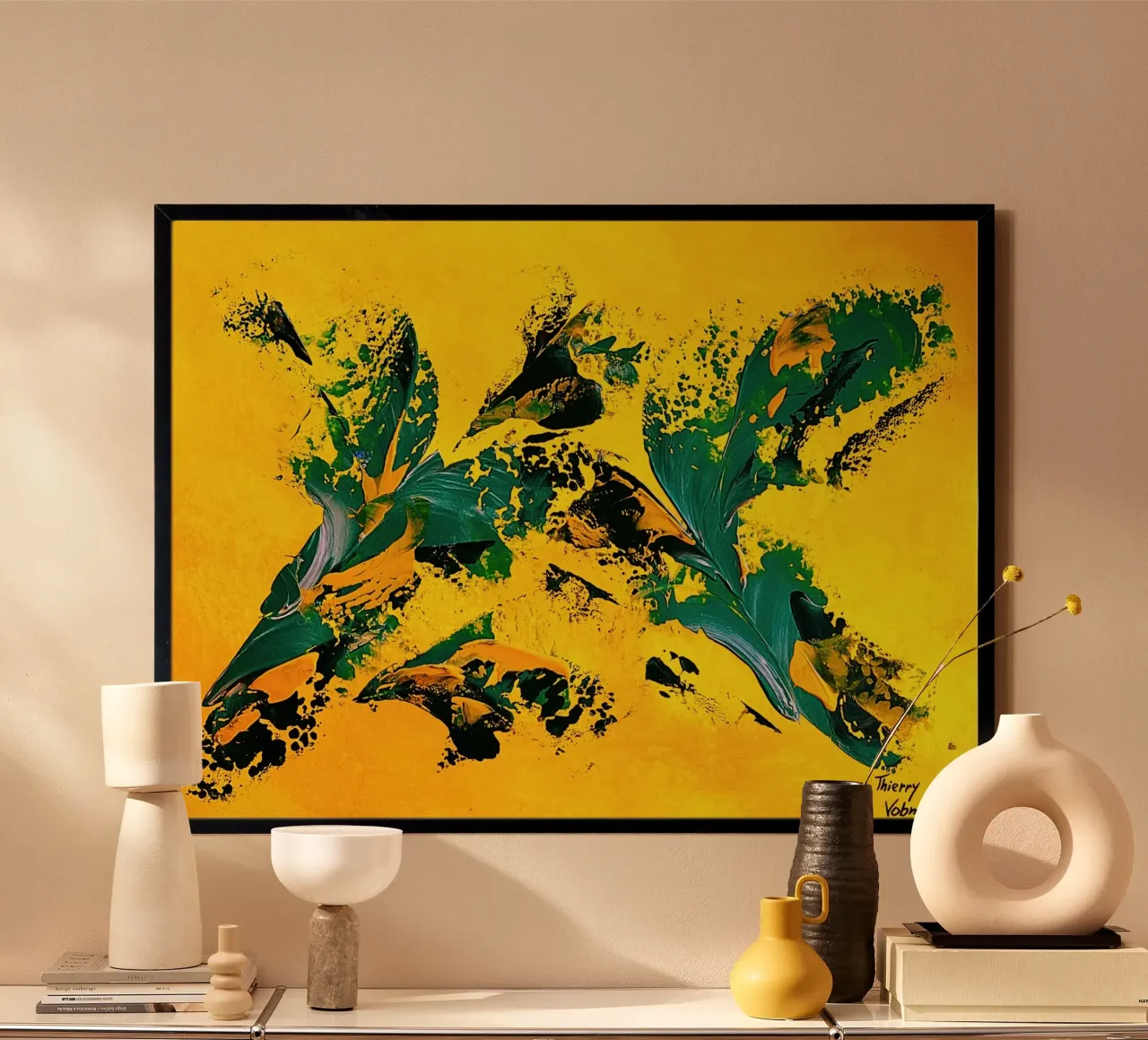 IDEAL GIFT 111 poster con telaio in legno da Thierry Vobmann Abstract painting