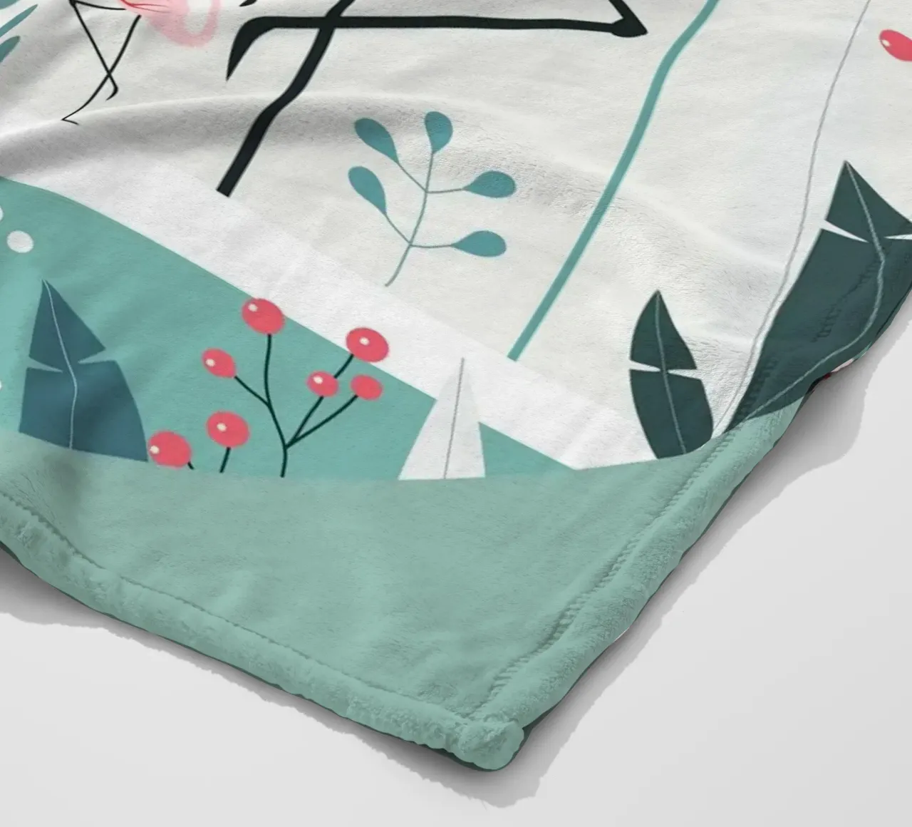Illustrazione minimalista di un fenicottero in un ambiente tropicale coperta in pile da namosh