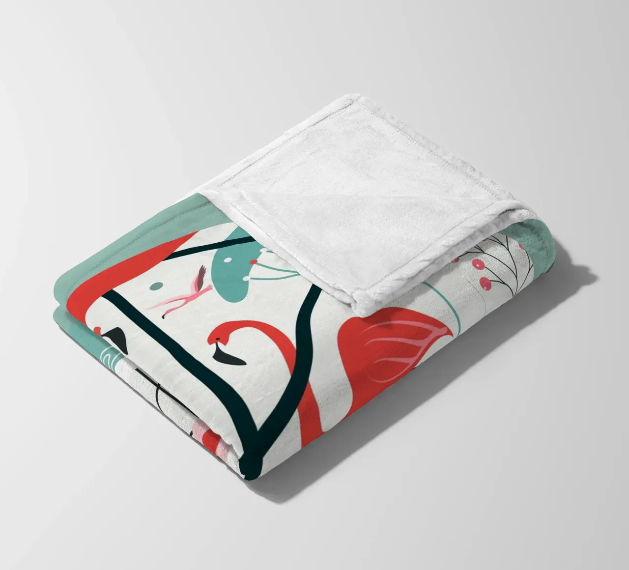Illustrazione minimalista di un fenicottero in un ambiente tropicale coperta in pile da namosh