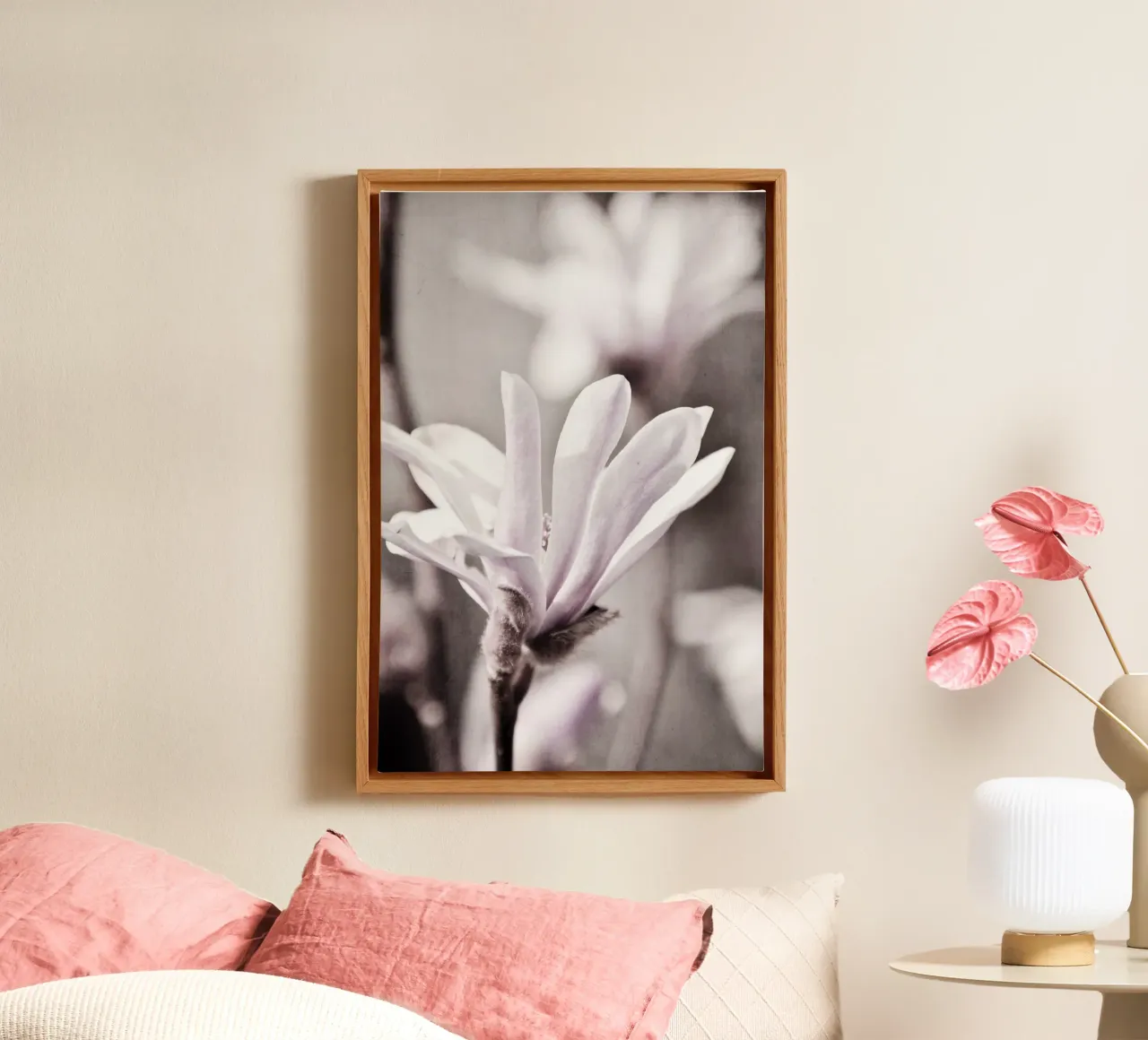 Sternmagnolien tela con Cornice a cassetta da Visuelle Poesie am Wegesrand